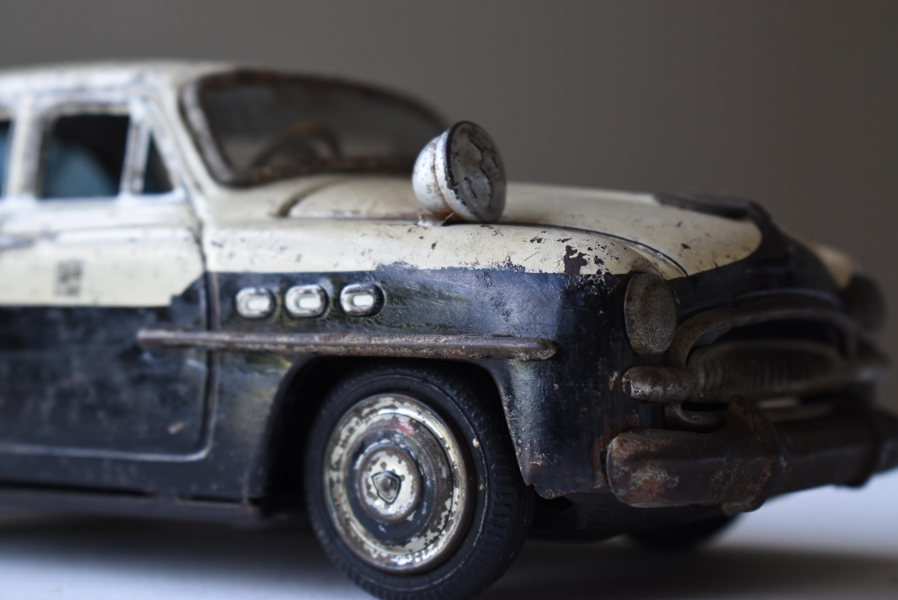Japanese Old Toy Police Car 1950s-1980s / Figurine Object Wabi Sabi 3