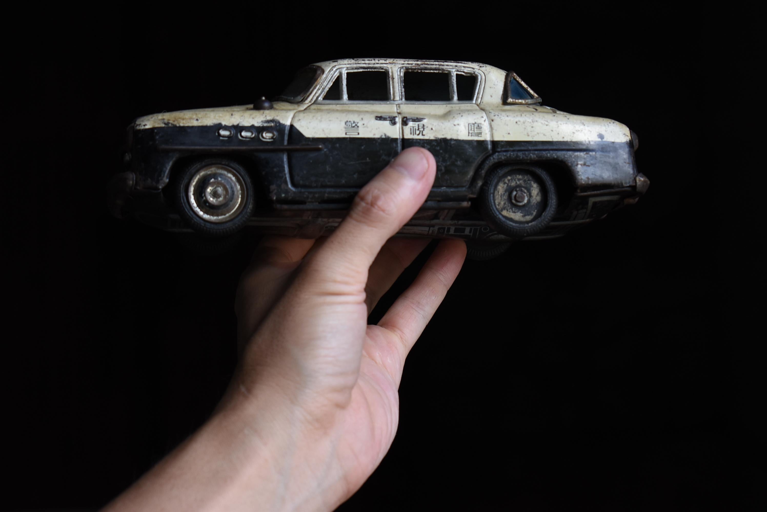 Japanese Old Toy Police Car 1950s-1980s / Figurine Object Wabi Sabi 14