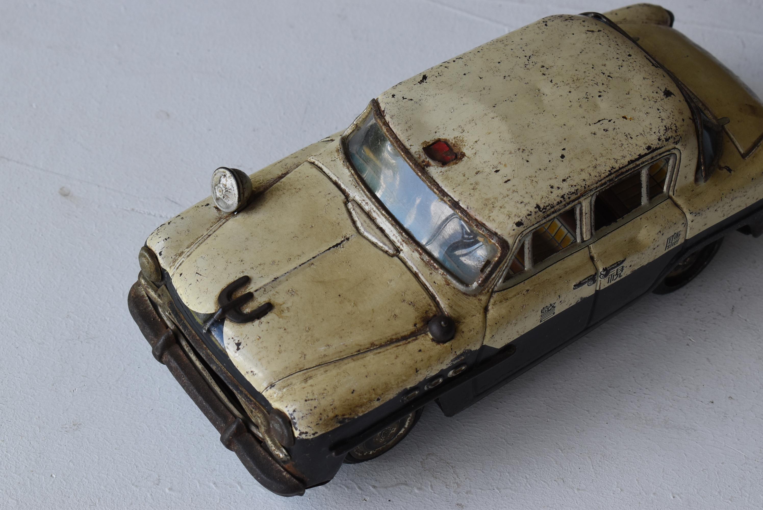 20th Century Japanese Old Toy Police Car 1950s-1980s / Figurine Object Wabi Sabi