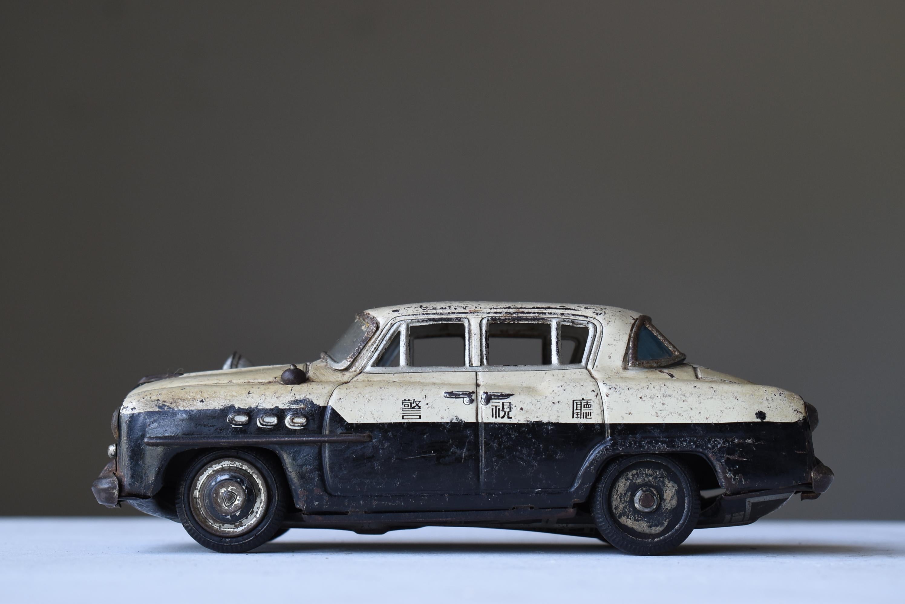 Japanese Old Toy Police Car 1950s-1980s / Figurine Object Wabi Sabi 1