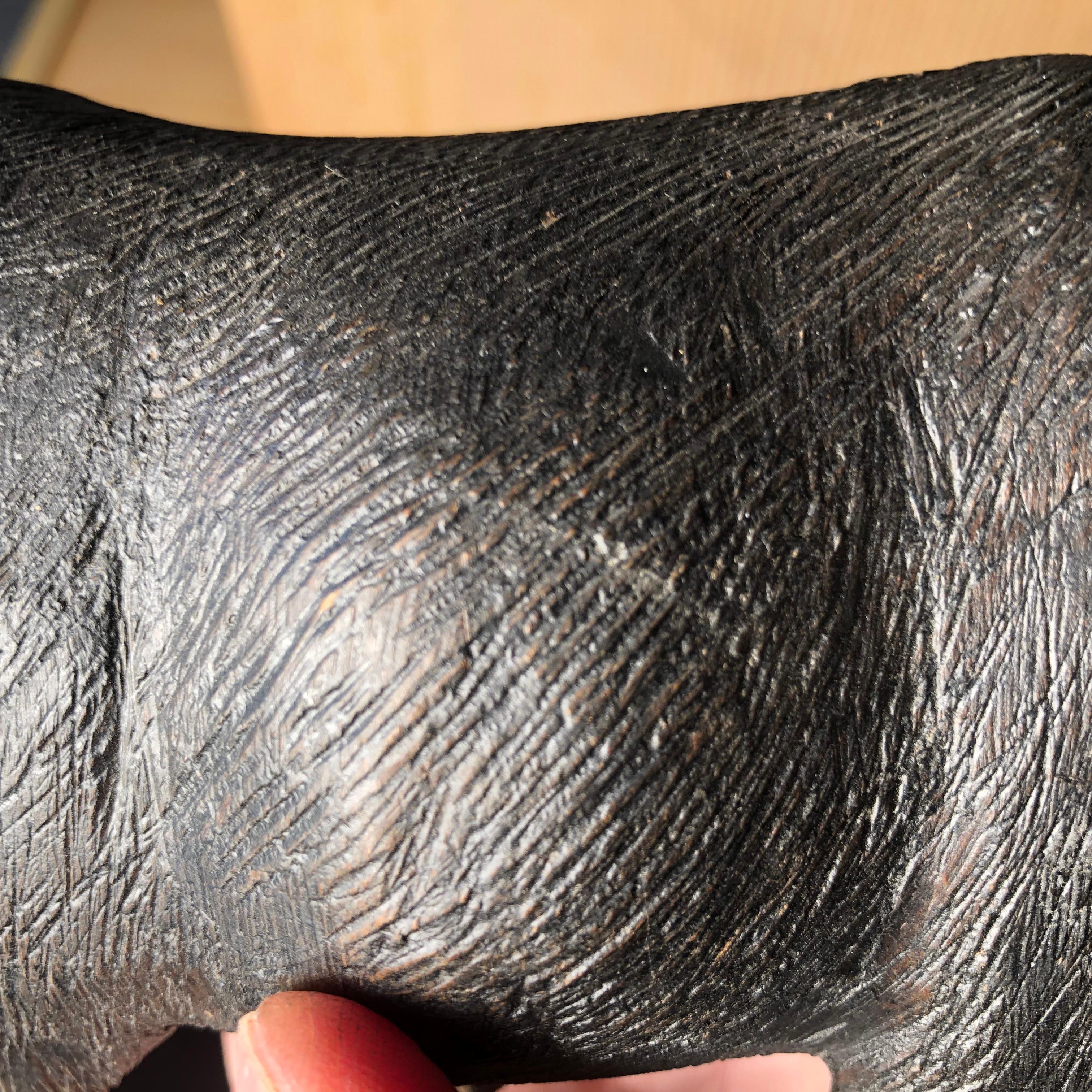 Japanese Old & Unusual Hippopotamus Hand Carved Wooden Gem, Ainu People 2