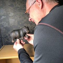 Japanese Old & Unusual Hippopotamus Hand Carved Wooden Gem, Ainu People