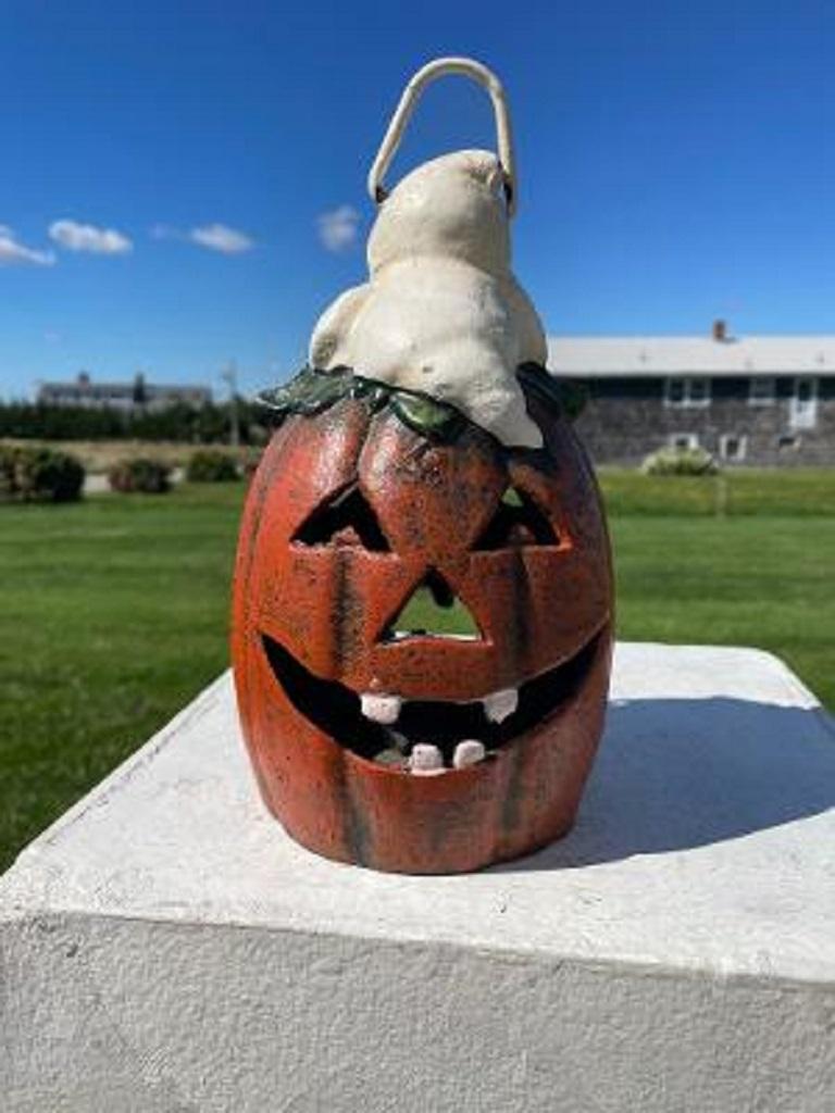 20th Century Japanese Old Vintage Ghostly Jack-O-Lantern Lighting Lantern