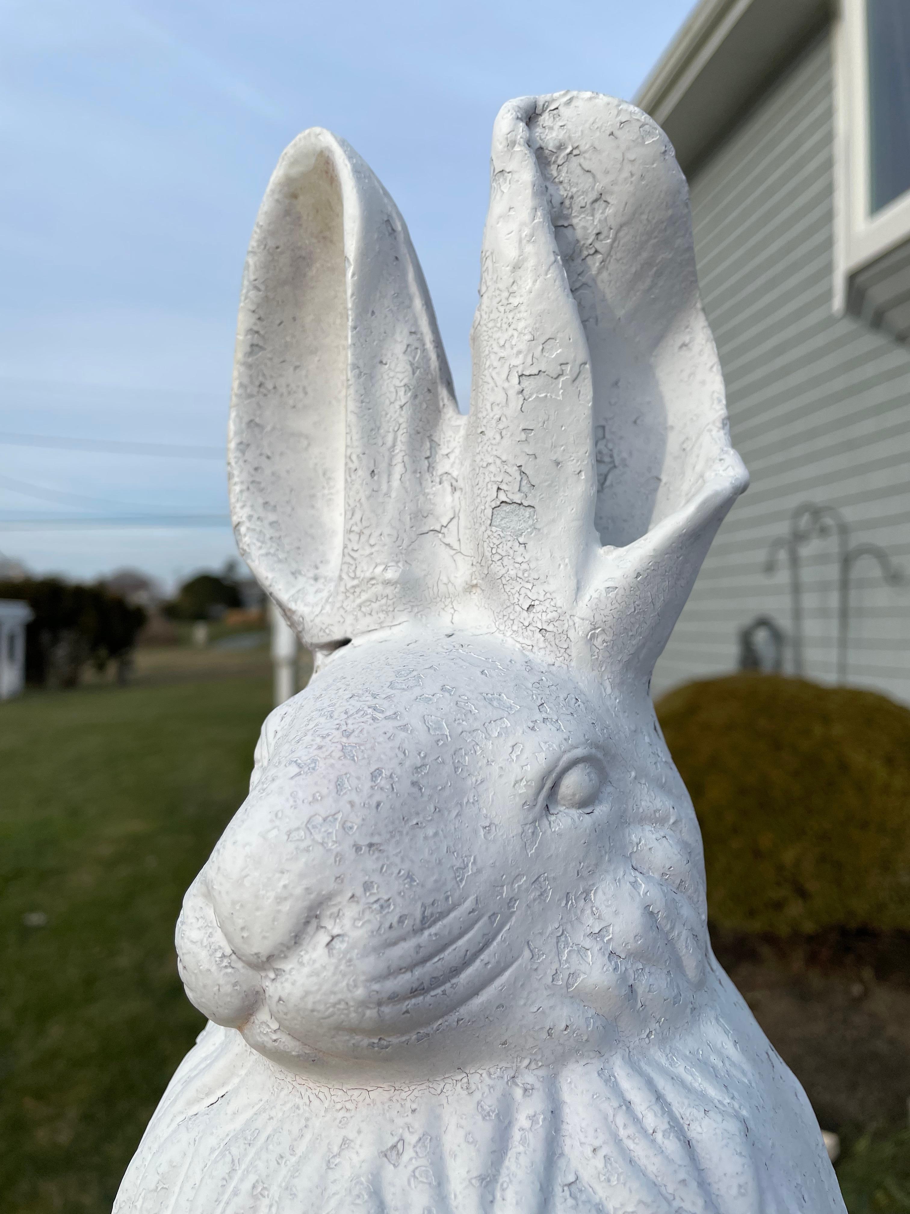 Japanese Massive Old Vintage White Rabbit  Extraordinary Details In Good Condition For Sale In South Burlington, VT