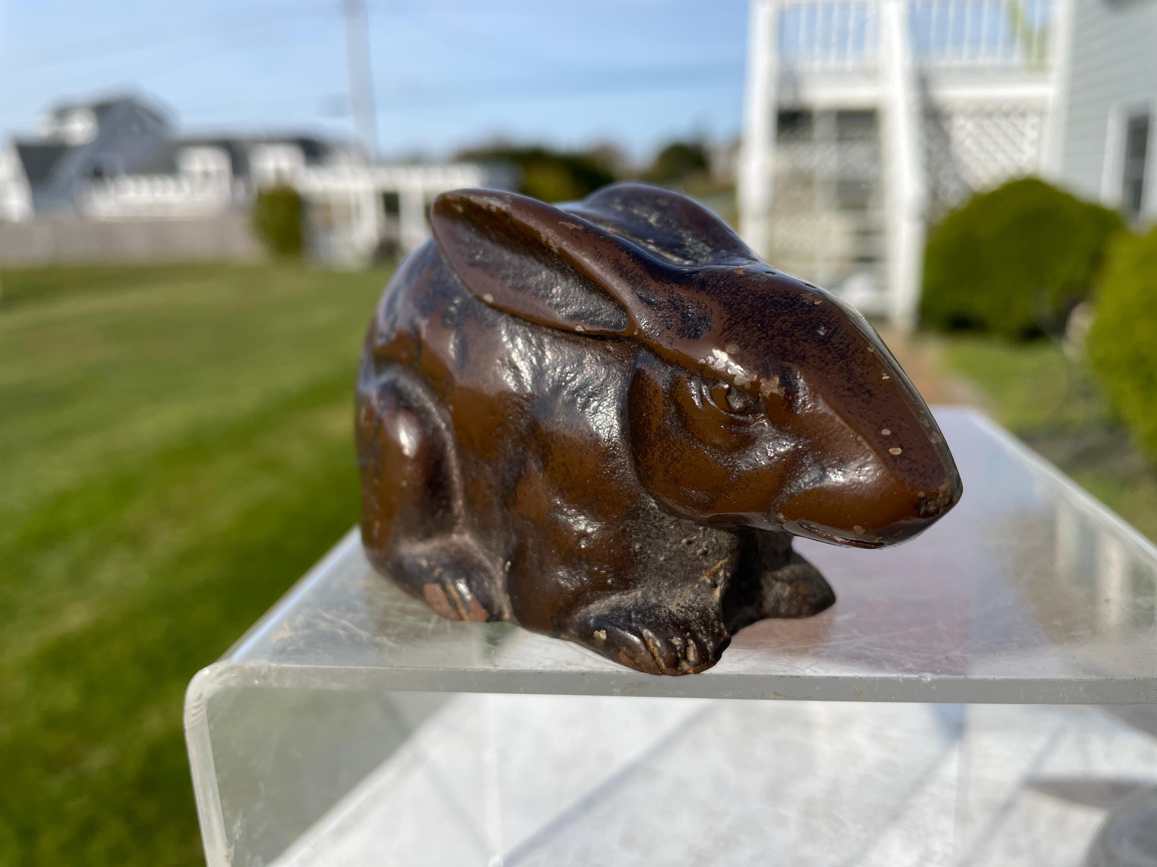 Japanese Old Vintage Pair Mahogany  Rabbits For Sale 2