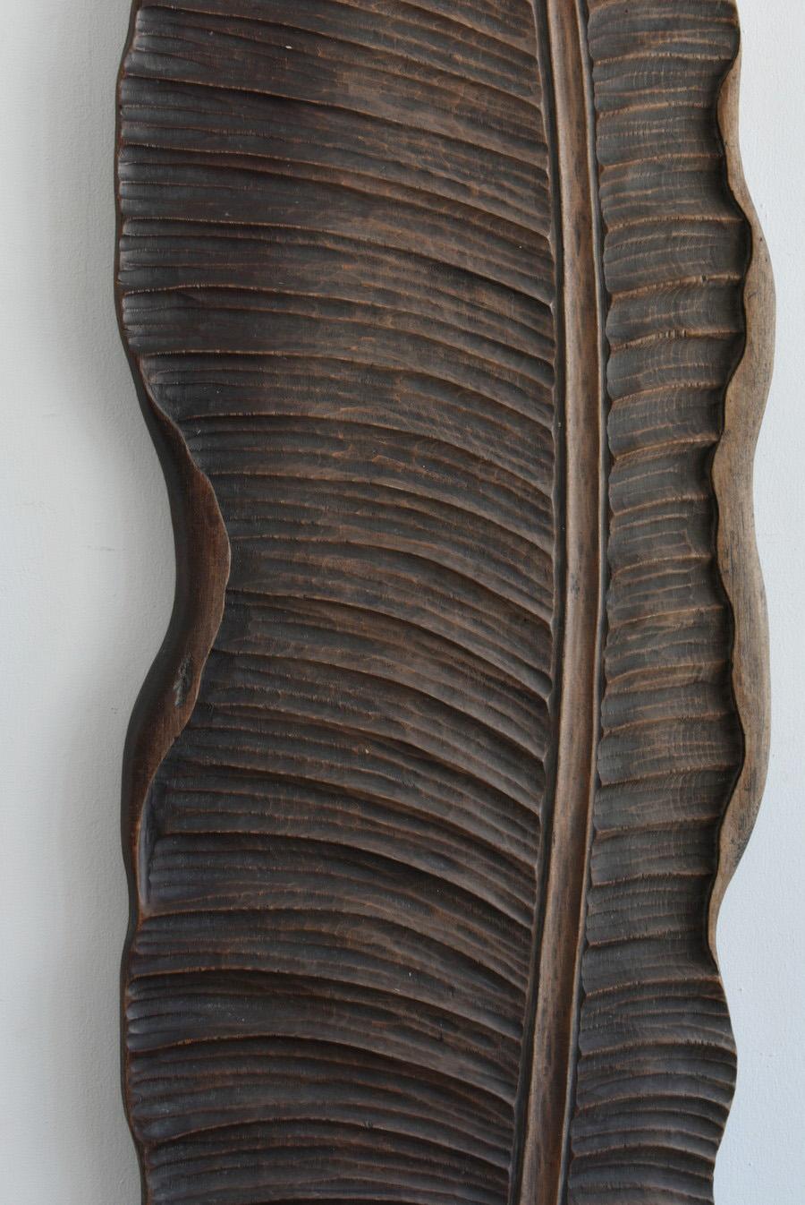 Japanese Old Wall Hanging Wood Sculpture / Leaf Sculpture / 1900-1920 In Good Condition For Sale In Sammu-shi, Chiba