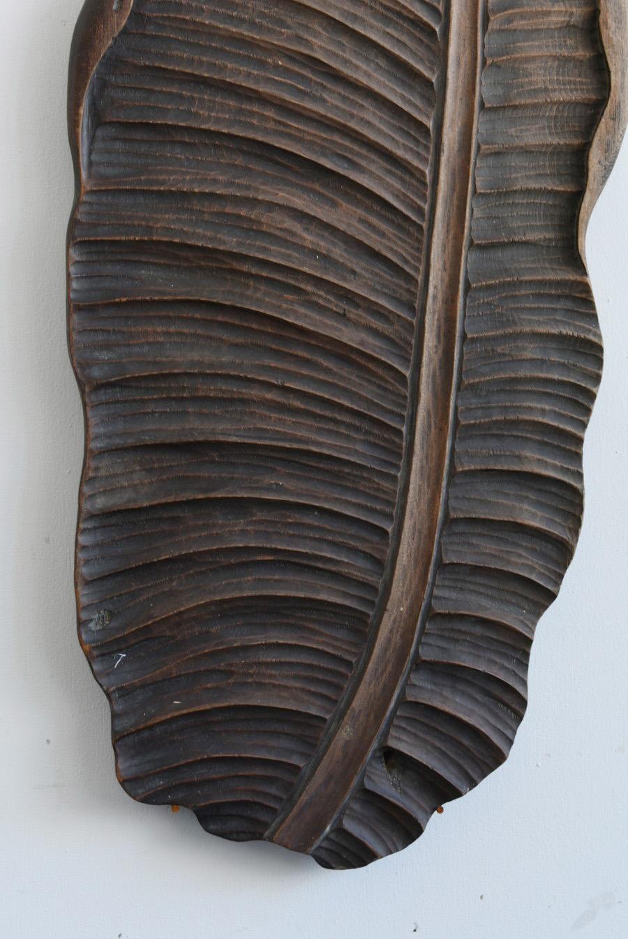 20th Century Japanese Old Wall Hanging Wood Sculpture / Leaf Sculpture / 1900-1920 For Sale