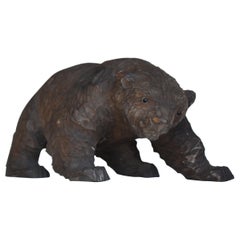 Japanese Old Wood Carving Bear 1930s-1950s/Vintage Figurine Animal Sculpture