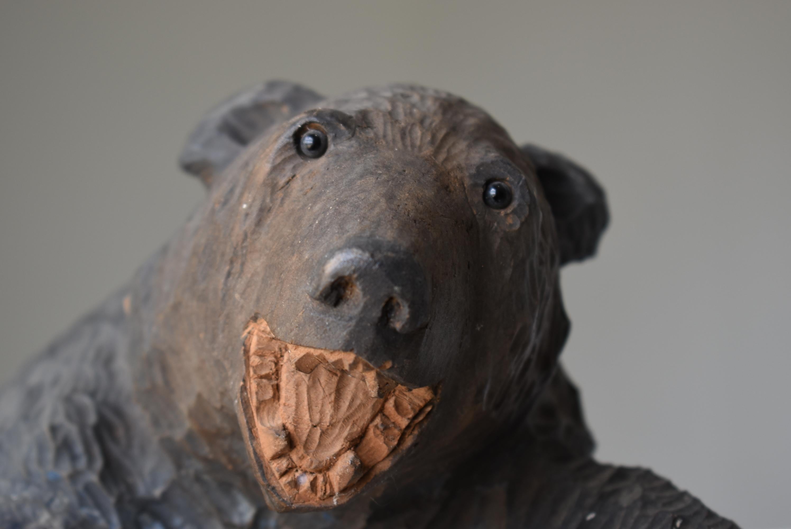 Japanese Old Wood Carving Bear 1930s-1950s/Vintage Figurine Sculpture Folk Art 4