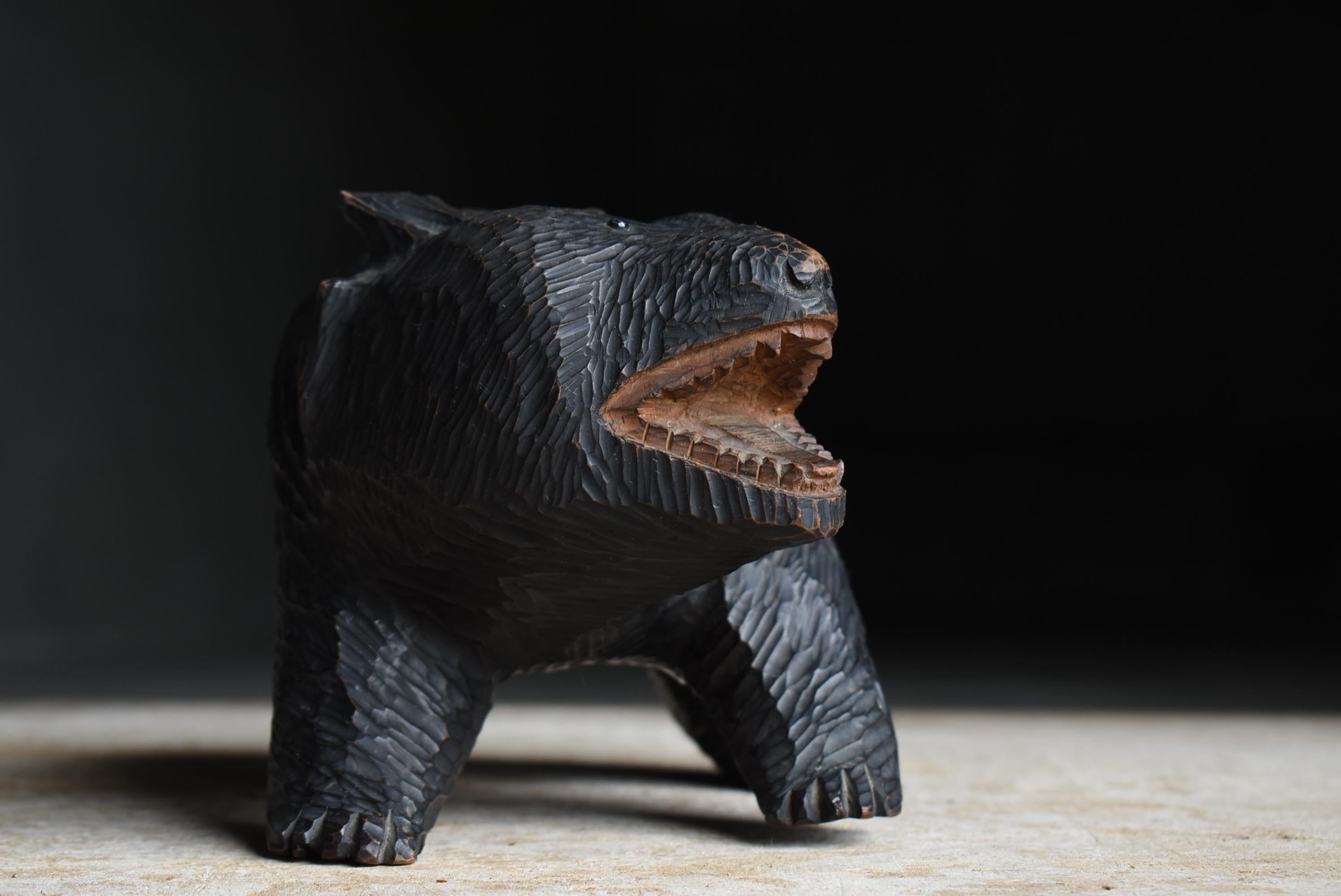 Orso giapponese in legno vecchio scolpito anni '50-'70 / Scultura di figura Mingei in vendita 5