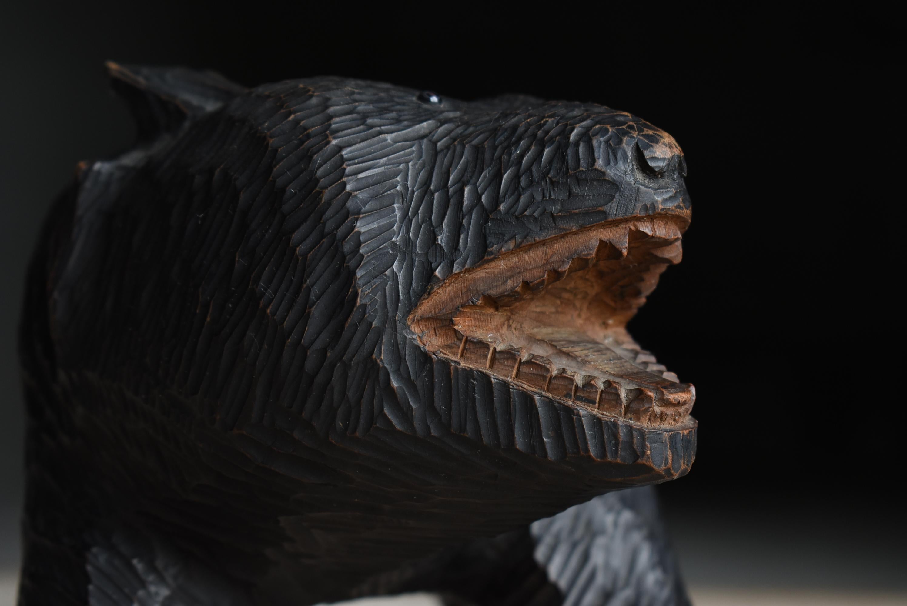 Orso giapponese in legno vecchio scolpito anni '50-'70 / Scultura di figura Mingei in vendita 6