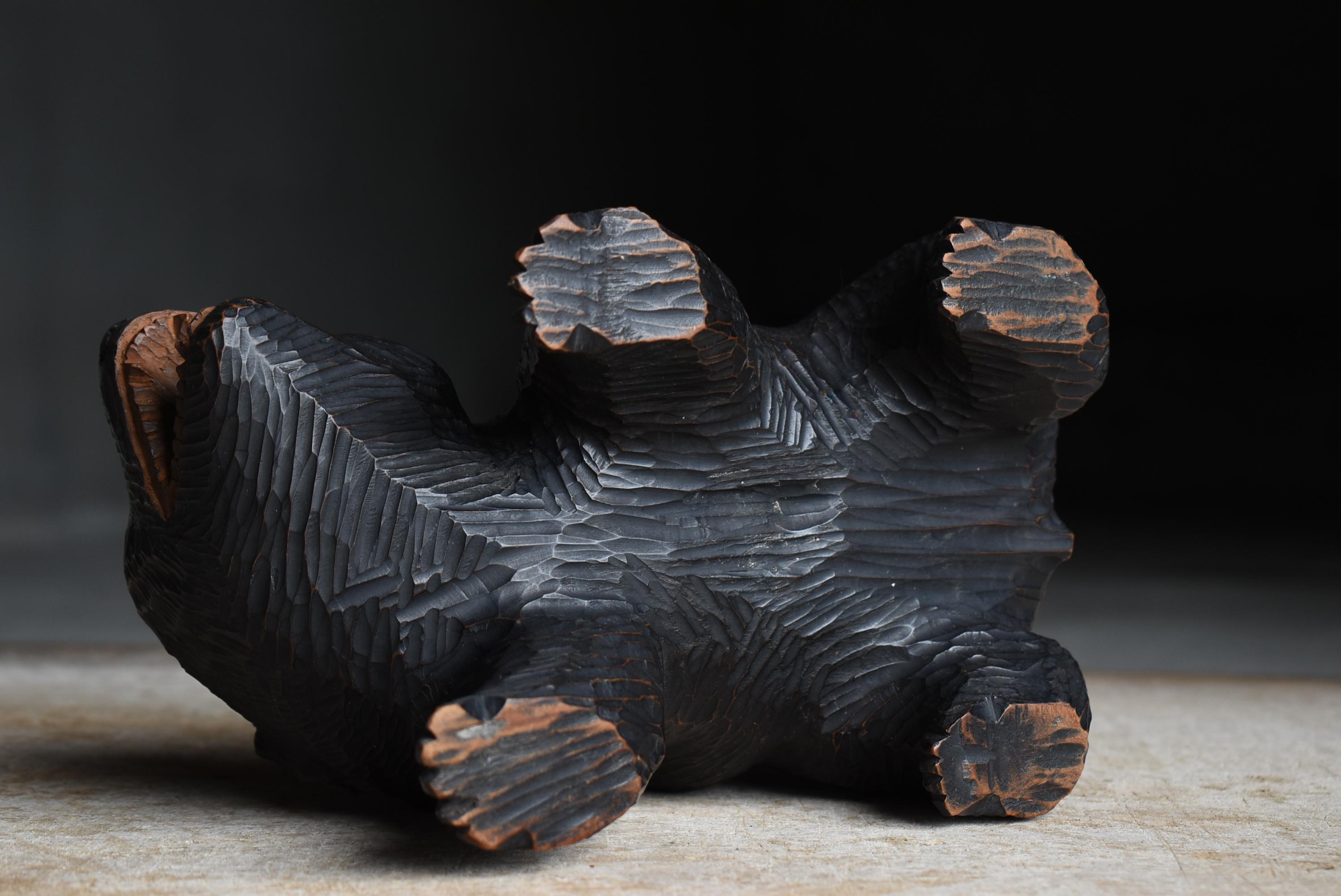 Orso giapponese in legno vecchio scolpito anni '50-'70 / Scultura di figura Mingei in vendita 7