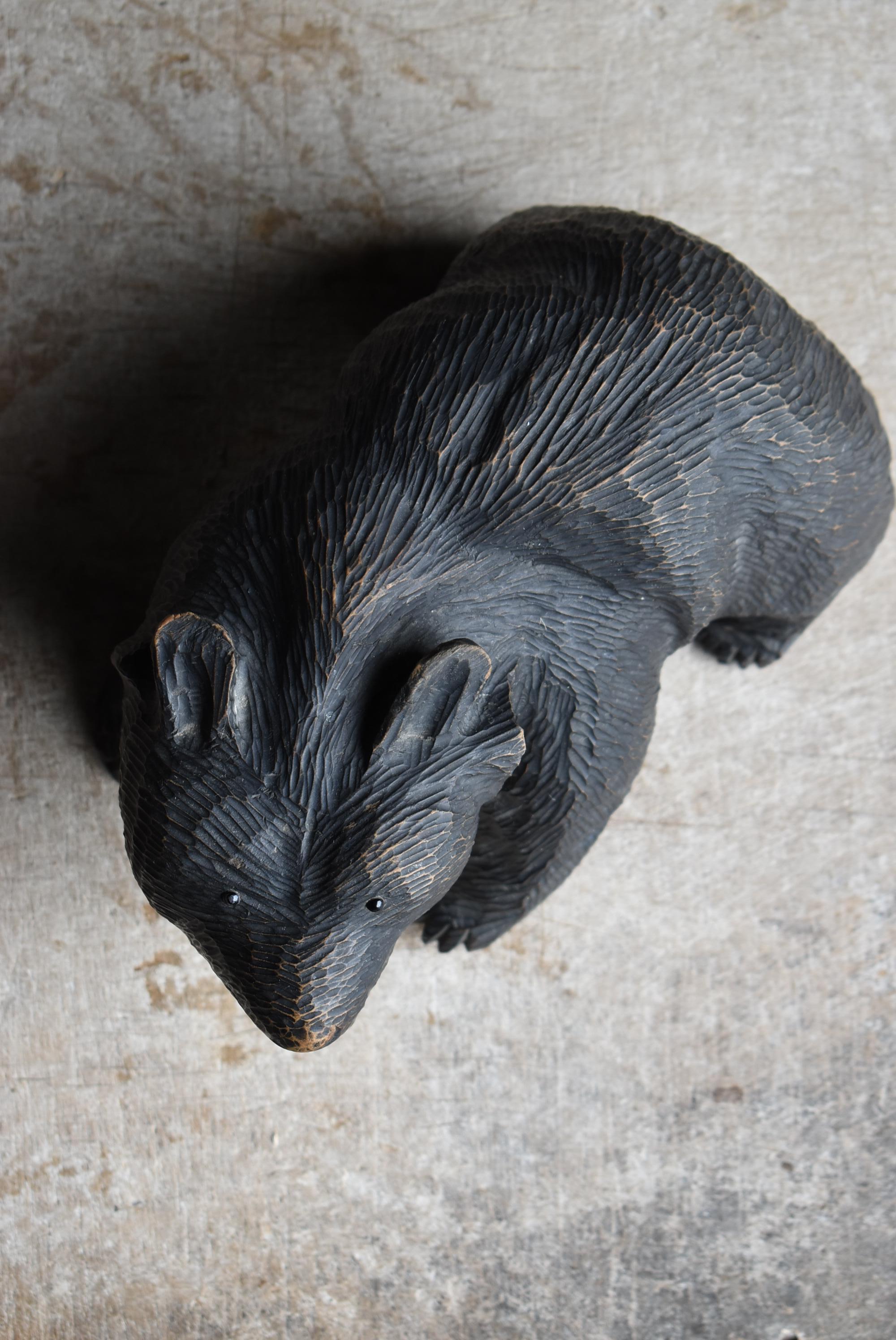 Orso giapponese in legno vecchio scolpito anni '50-'70 / Scultura di figura Mingei in vendita 8