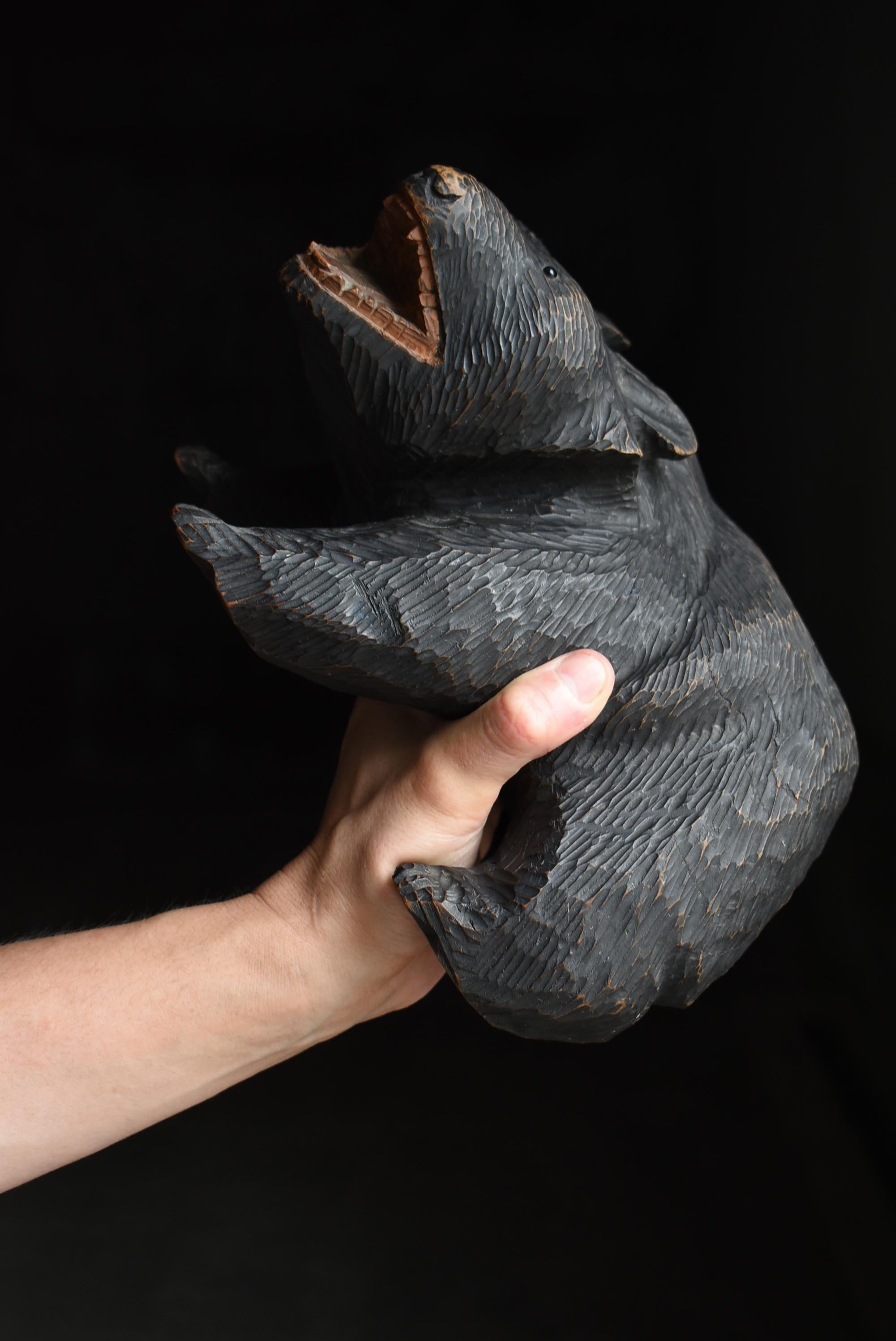 Orso giapponese in legno vecchio scolpito anni '50-'70 / Scultura di figura Mingei in vendita 9
