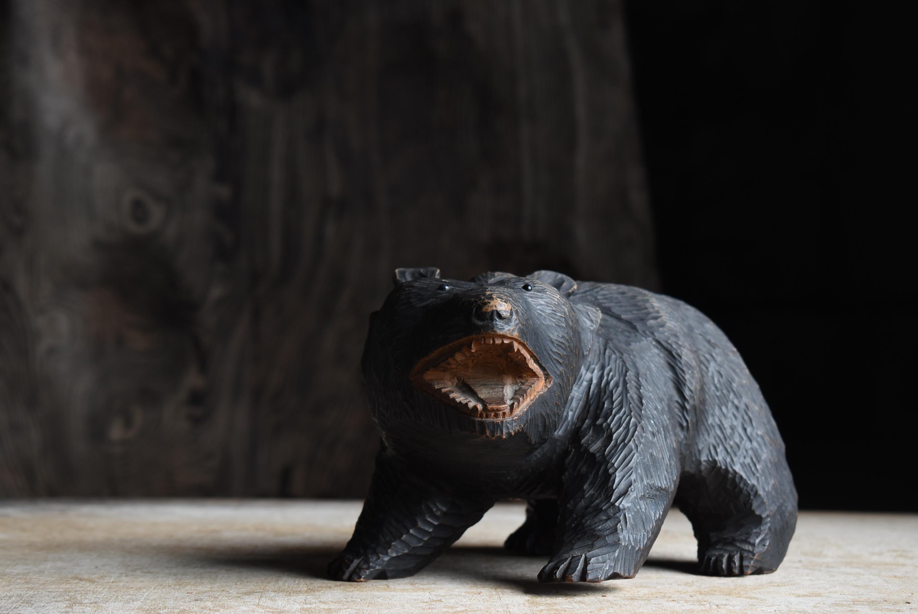 Showa Orso giapponese in legno vecchio scolpito anni '50-'70 / Scultura di figura Mingei in vendita
