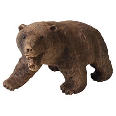 Japanese Old Wood Carving Bear 1950s-1970s / Sculpture Figurine