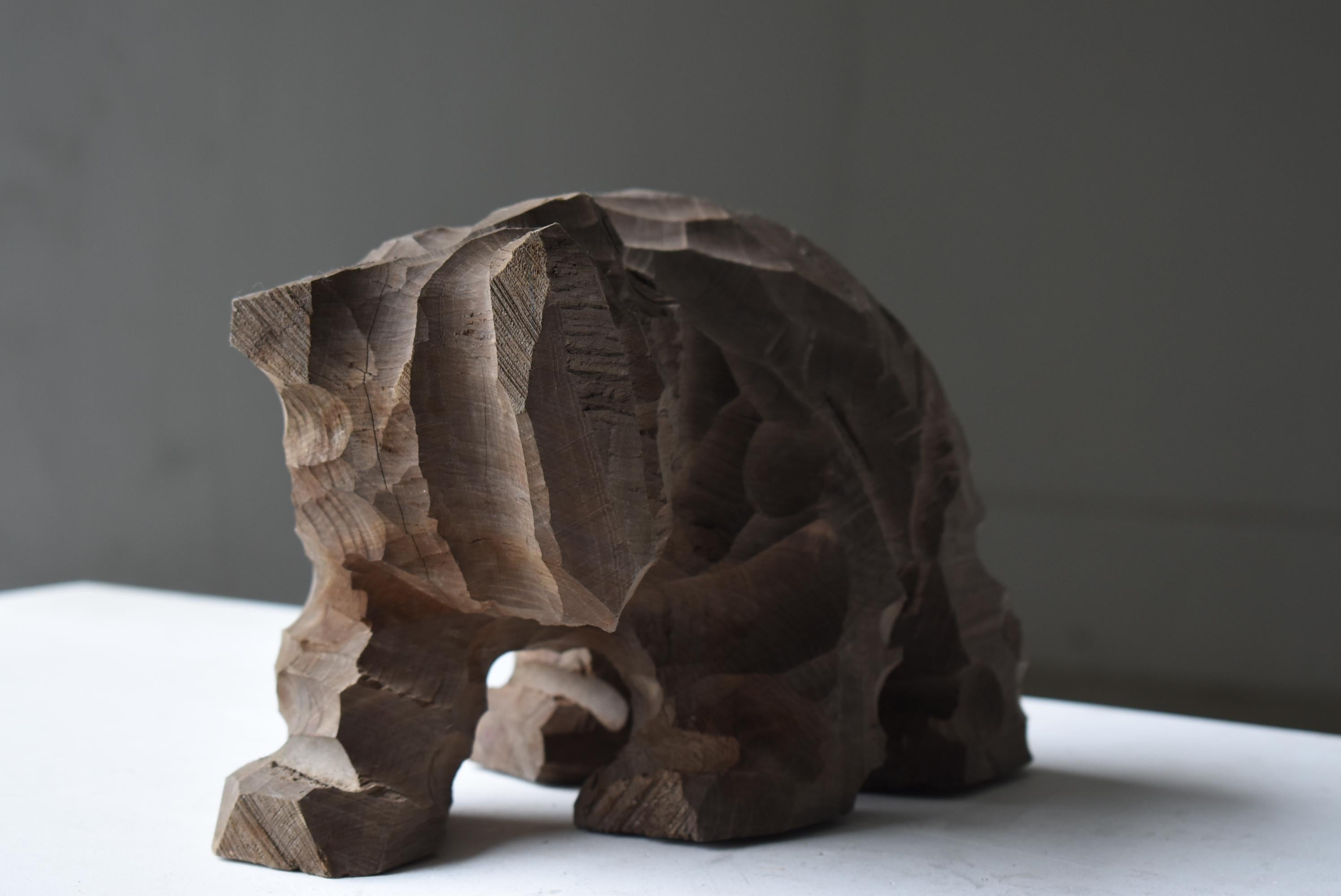 Japanese Old Wood Carving Bear 1950s-1970s / Sculpture Wabisabi 5