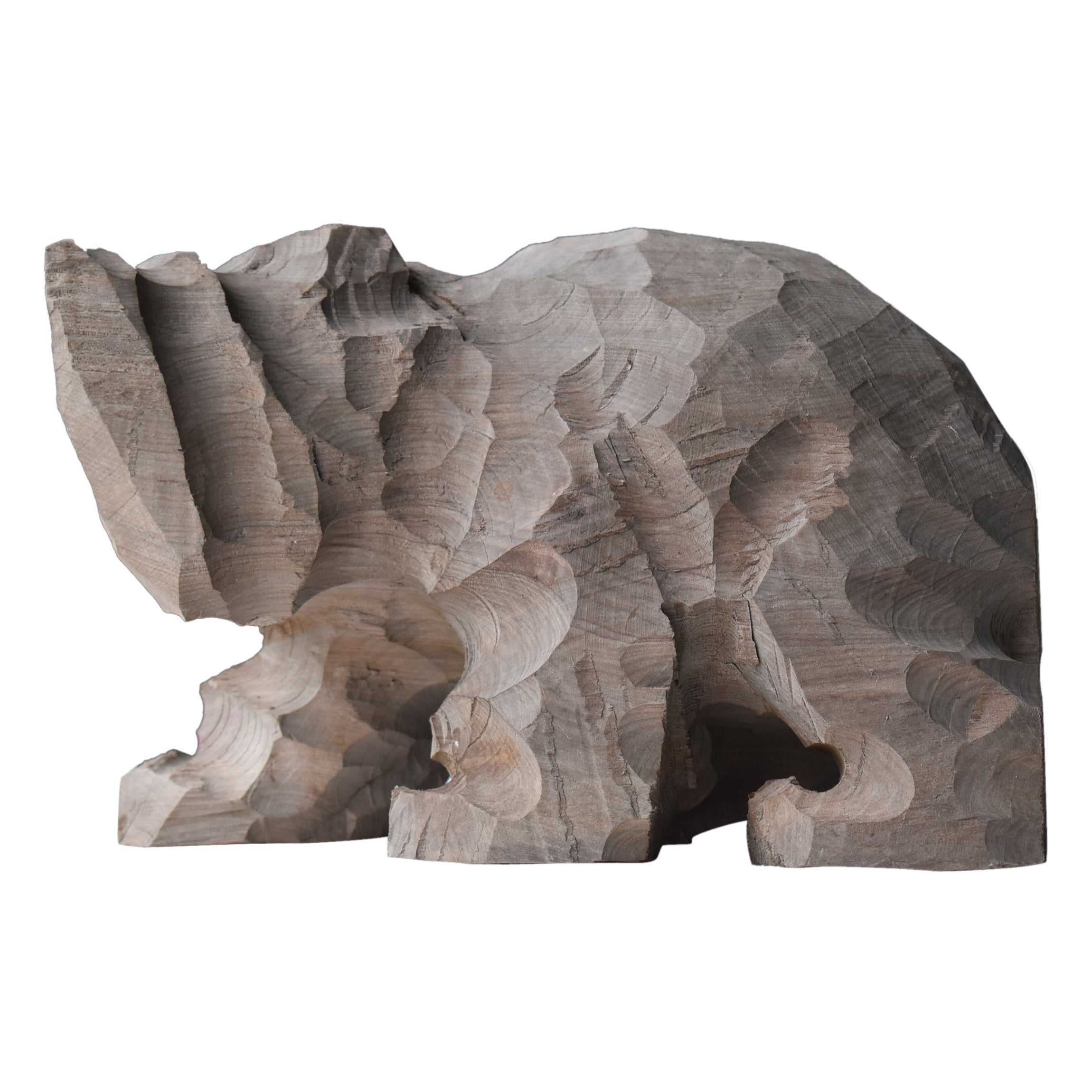 Japanese Old Wood Carving Bear 1950s-1970s / Sculpture Wabisabi