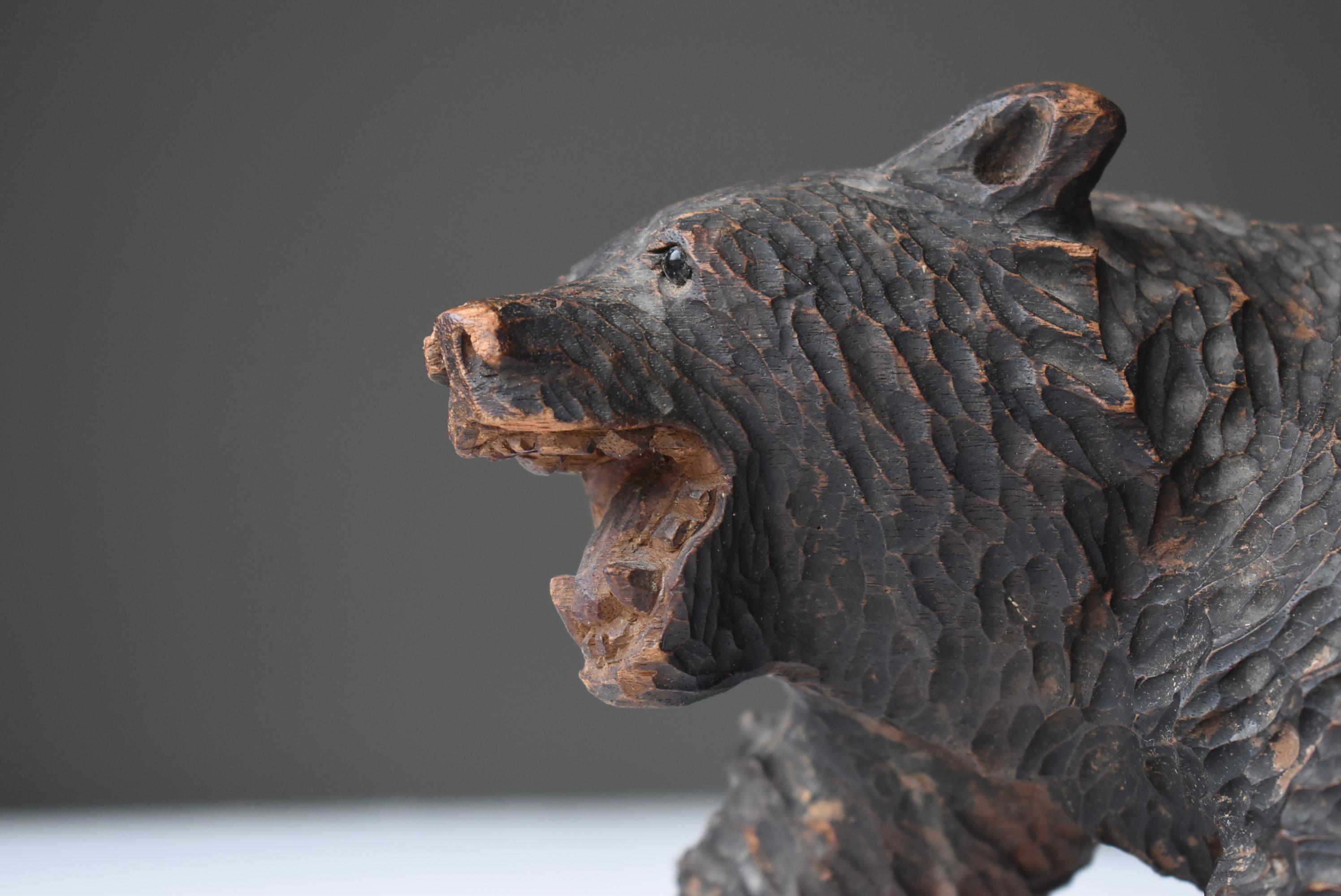 20th Century Japanese Old Wood Carving Bear Ainu 1930s-1950s/Vintage Figurine Sculpture
