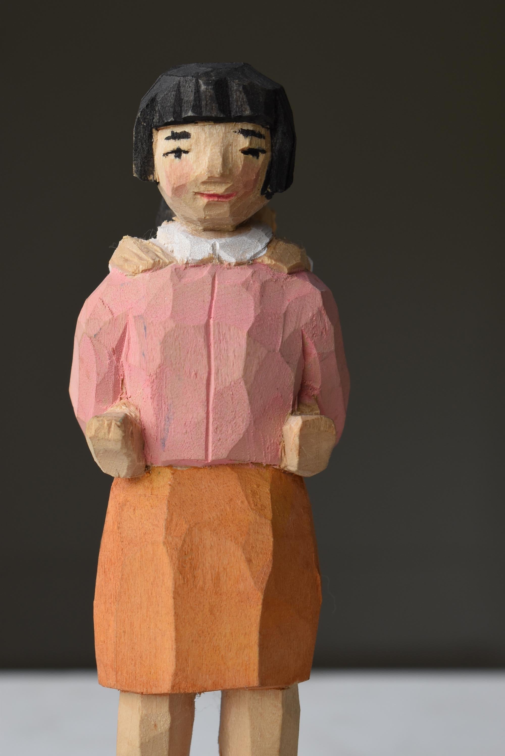 Sculpture japonaise en bois ancien « Children » des années 1940-1960 / Fourchette Art Wabi Sabi 2