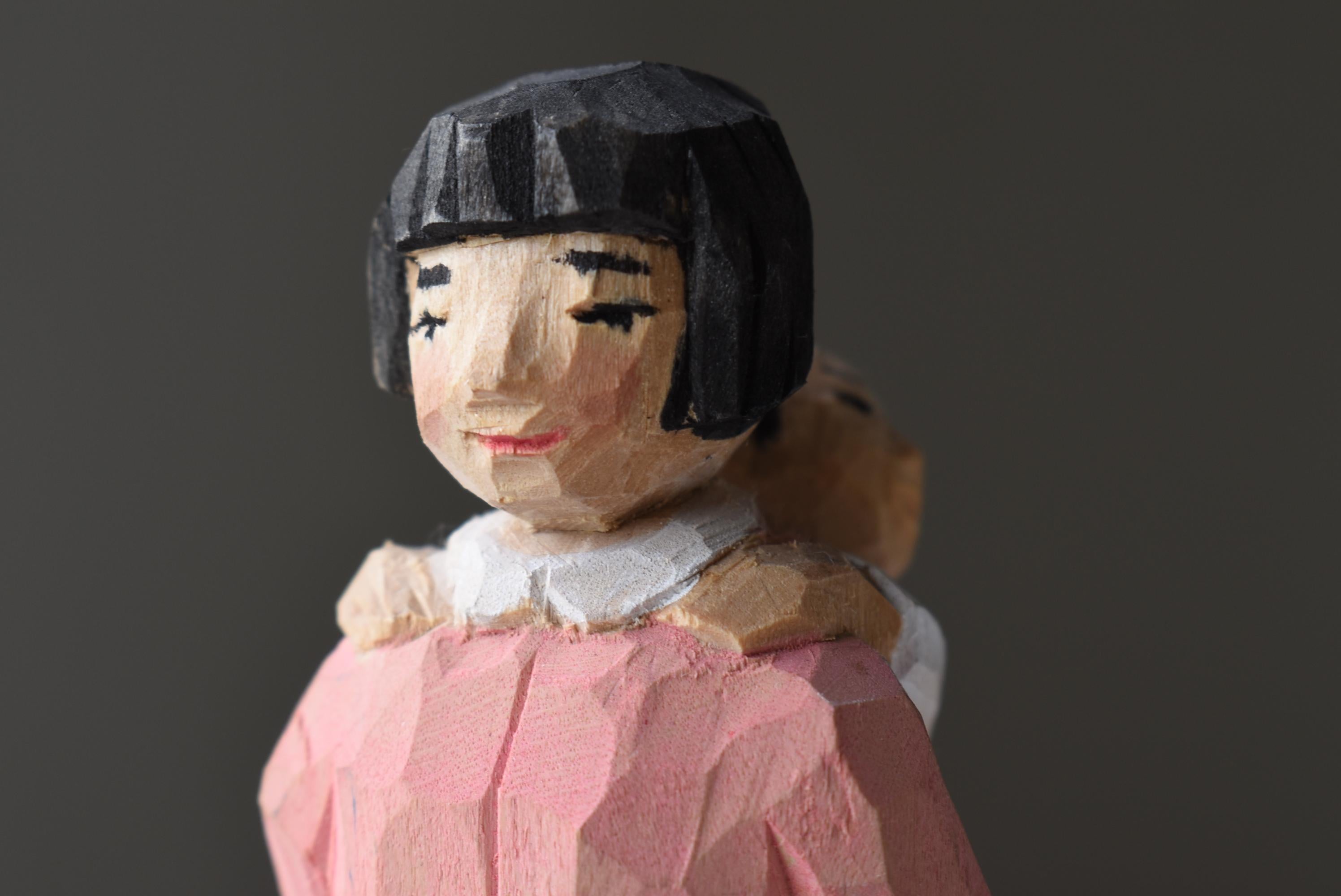 Sculpture japonaise en bois ancien « Children » des années 1940-1960 / Fourchette Art Wabi Sabi 3