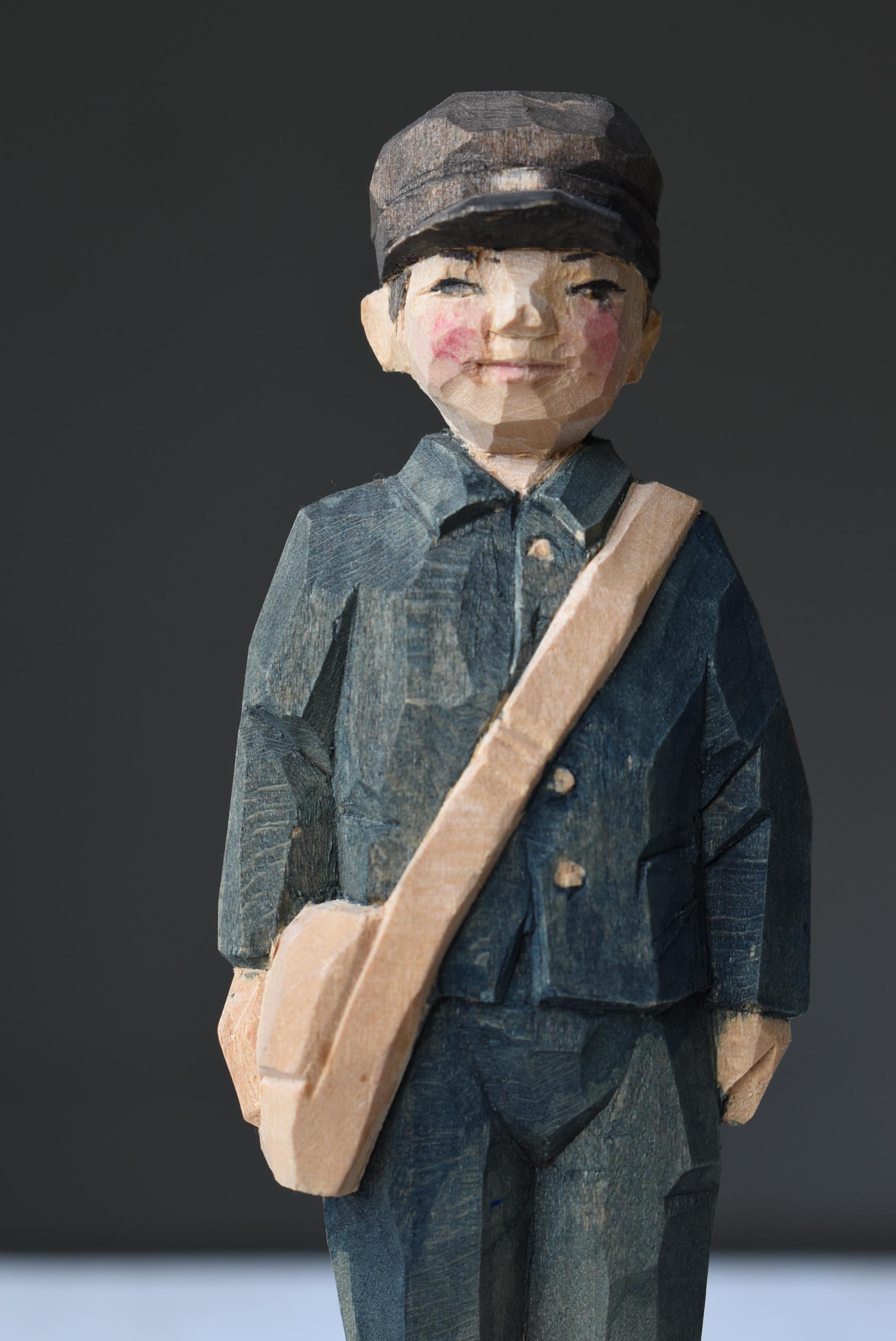 Japanische Altholzschnitzerei „Children“ 1940er-1960er Jahre / Gabel Art Wabi Sabi (Mitte des 20. Jahrhunderts)