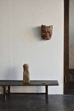 Antica maschera demoniaca giapponese in legno scolpito No.B/Prima del XIX secolo/Appeso a muro