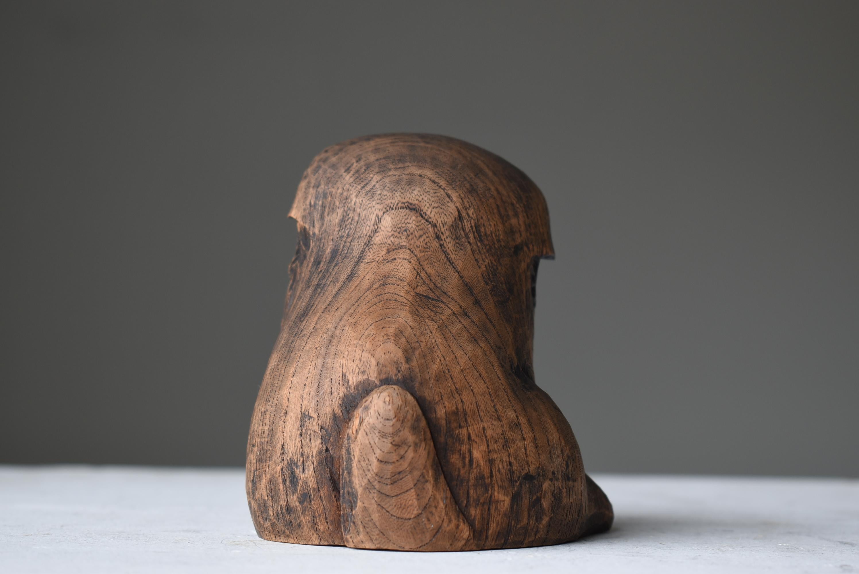 Japanese Old Wood Carving Dog 1930s-1950s / Figurine Wabisabi 5