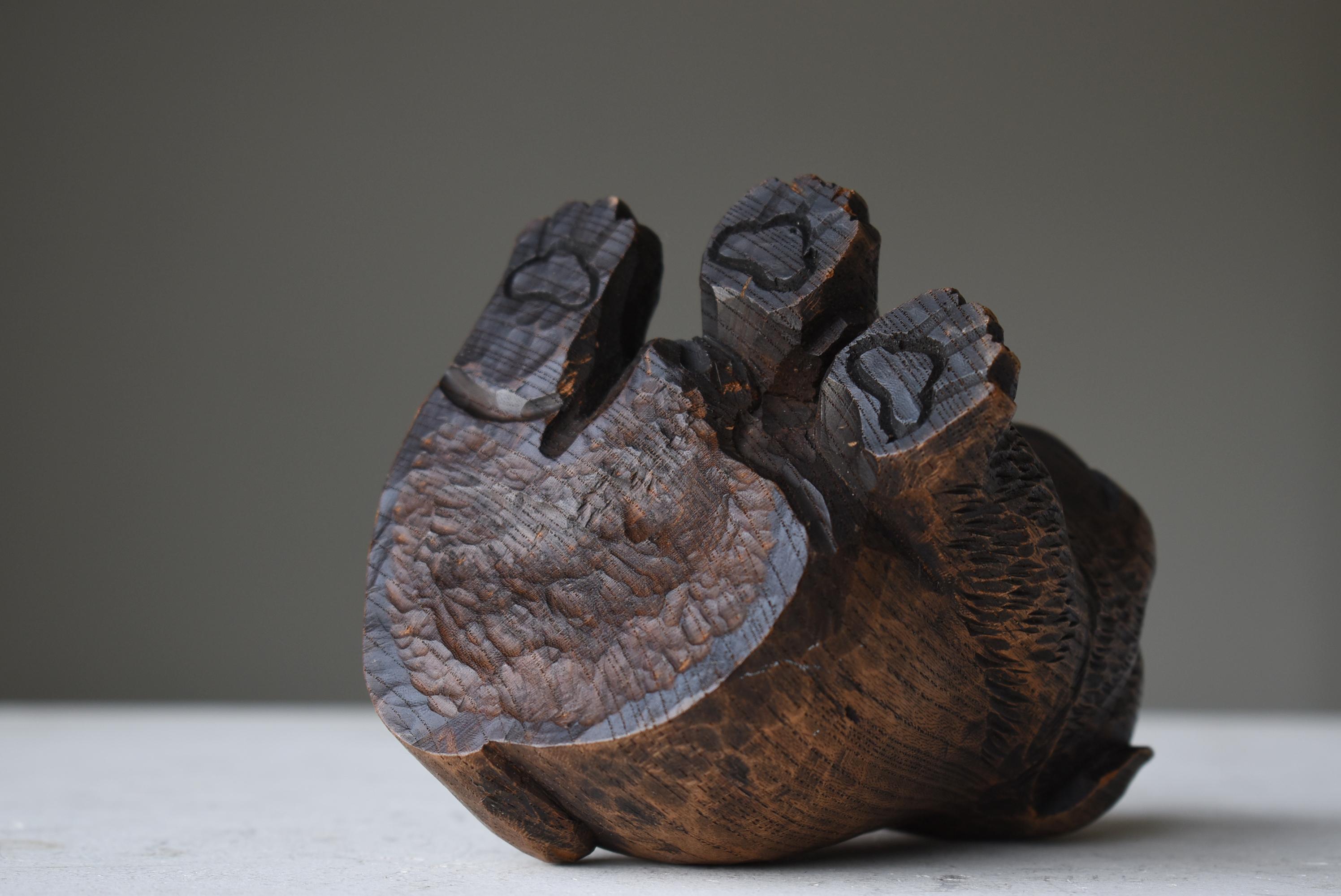 Japanese Old Wood Carving Dog 1930s-1950s / Figurine Wabisabi 7