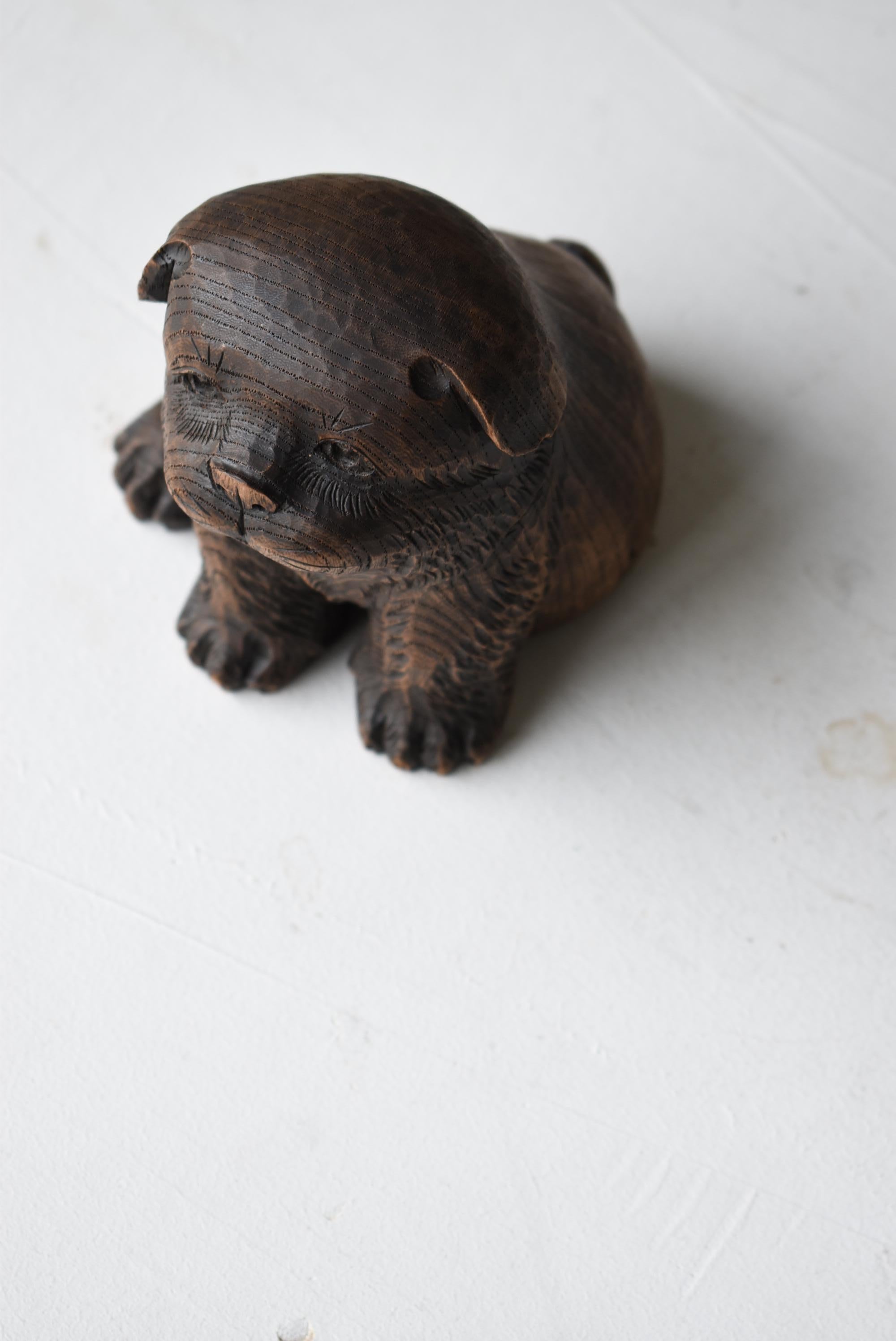 Japanese Old Wood Carving Dog 1930s-1950s / Figurine Wabisabi 9