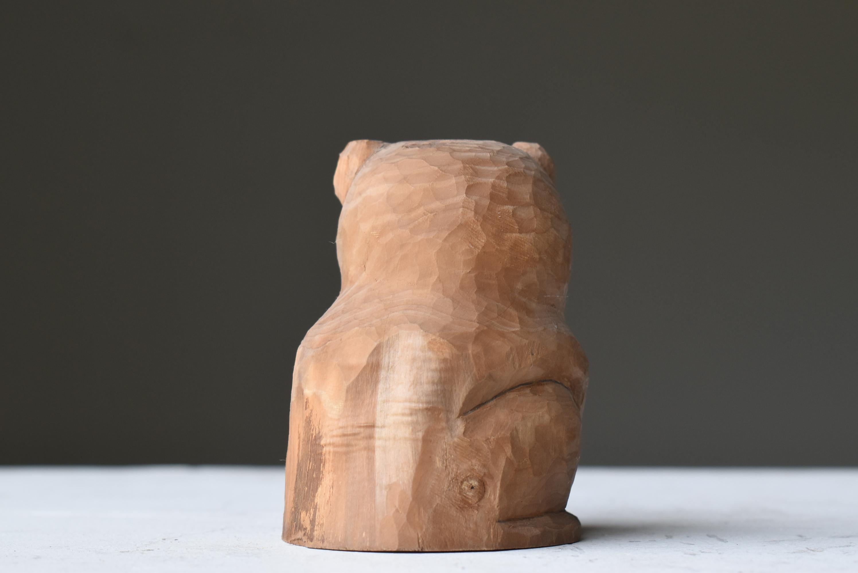 Japanese Old Wood Carving Dog 1940s-1970s / Figurine Sculpture Mingei 1