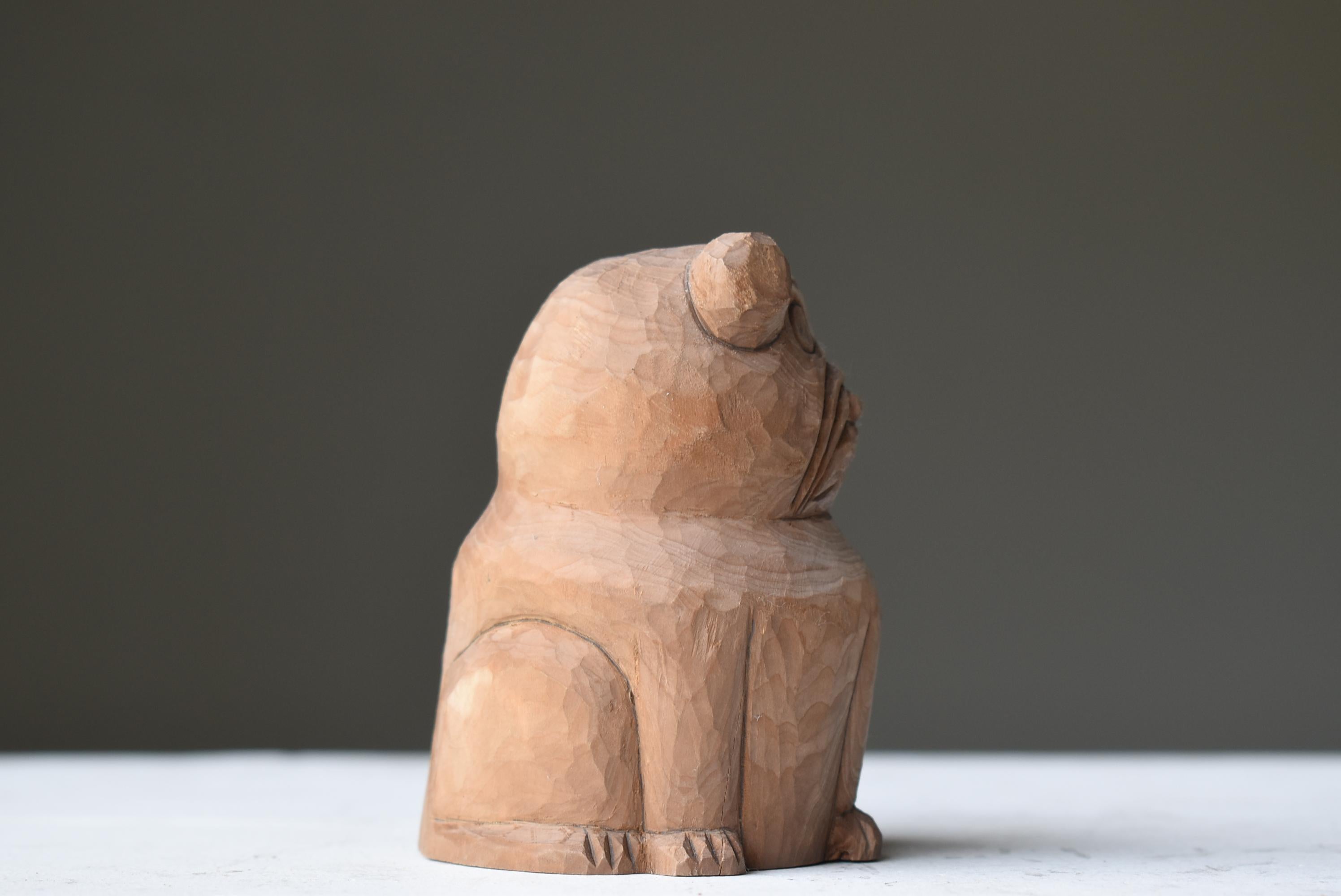 Japanese Old Wood Carving Dog 1940s-1970s / Figurine Sculpture Mingei 2