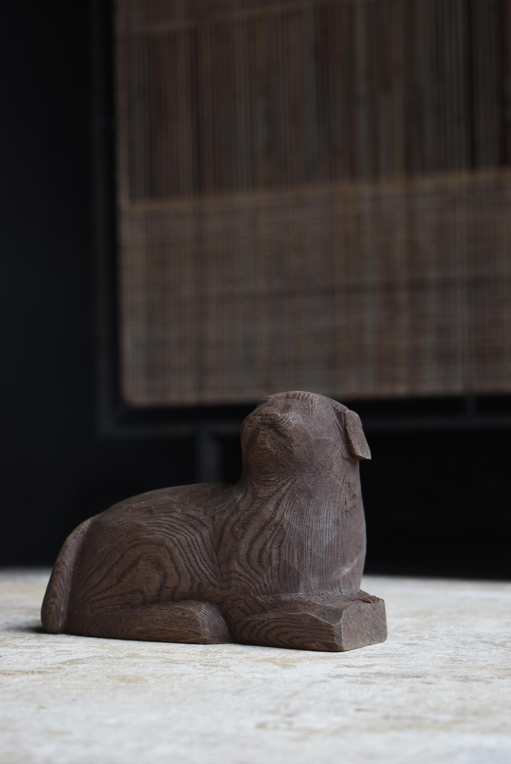 Japanese Old Wood Carving Dog 1950s-1970s / Figurine Sculpture Wabi Sabi en vente 10