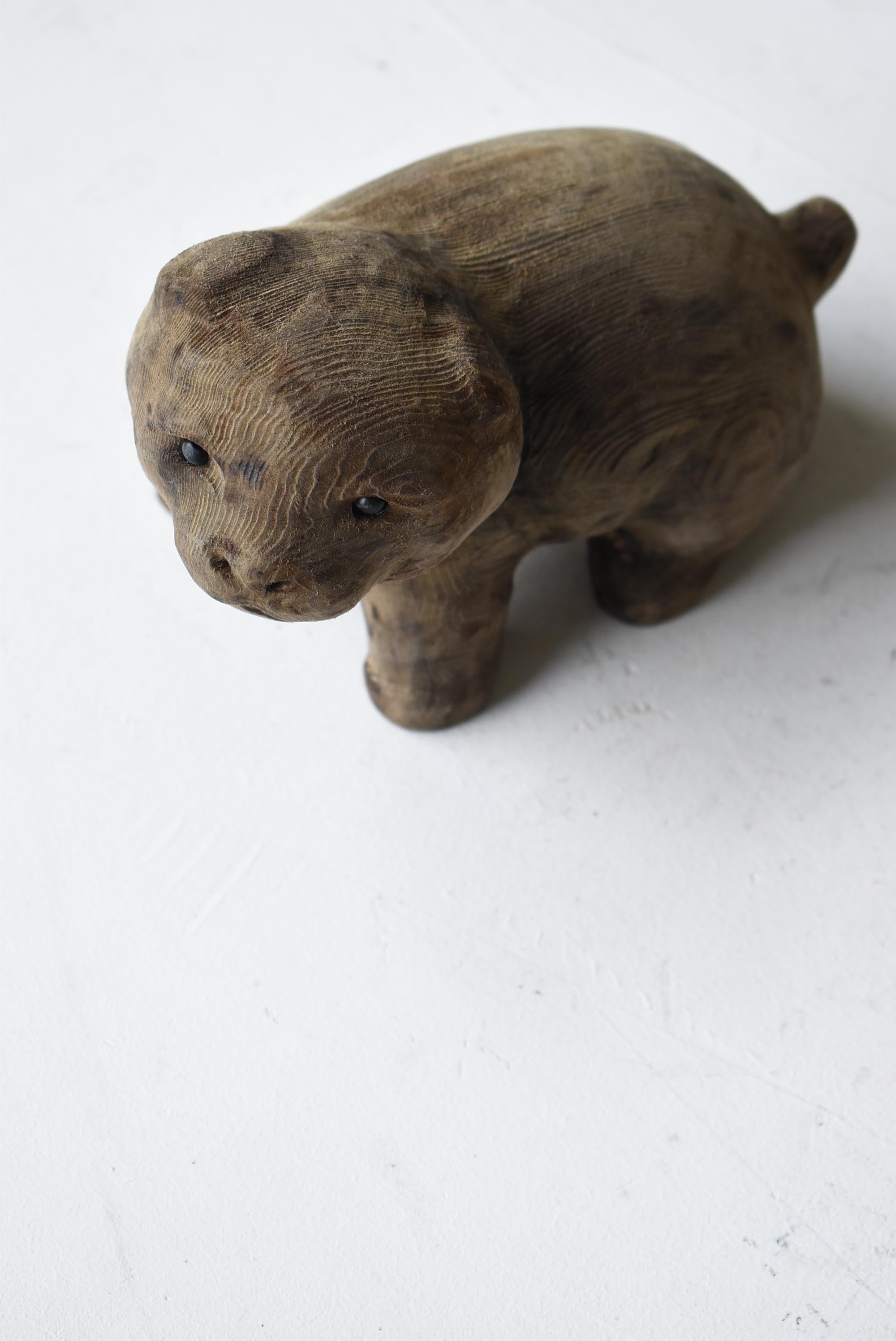 Japanese Old Wood Carving Dog 1950s-1970s / Figurine Sculpture Wabisabi 8