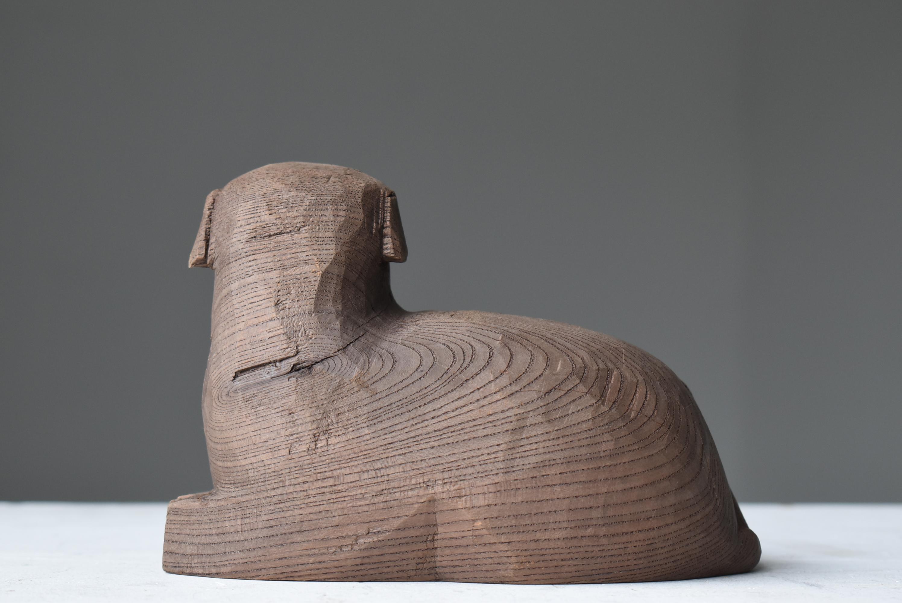 Japanese Old Wood Carving Dog 1950s-1970s / Wabi Sabi 4