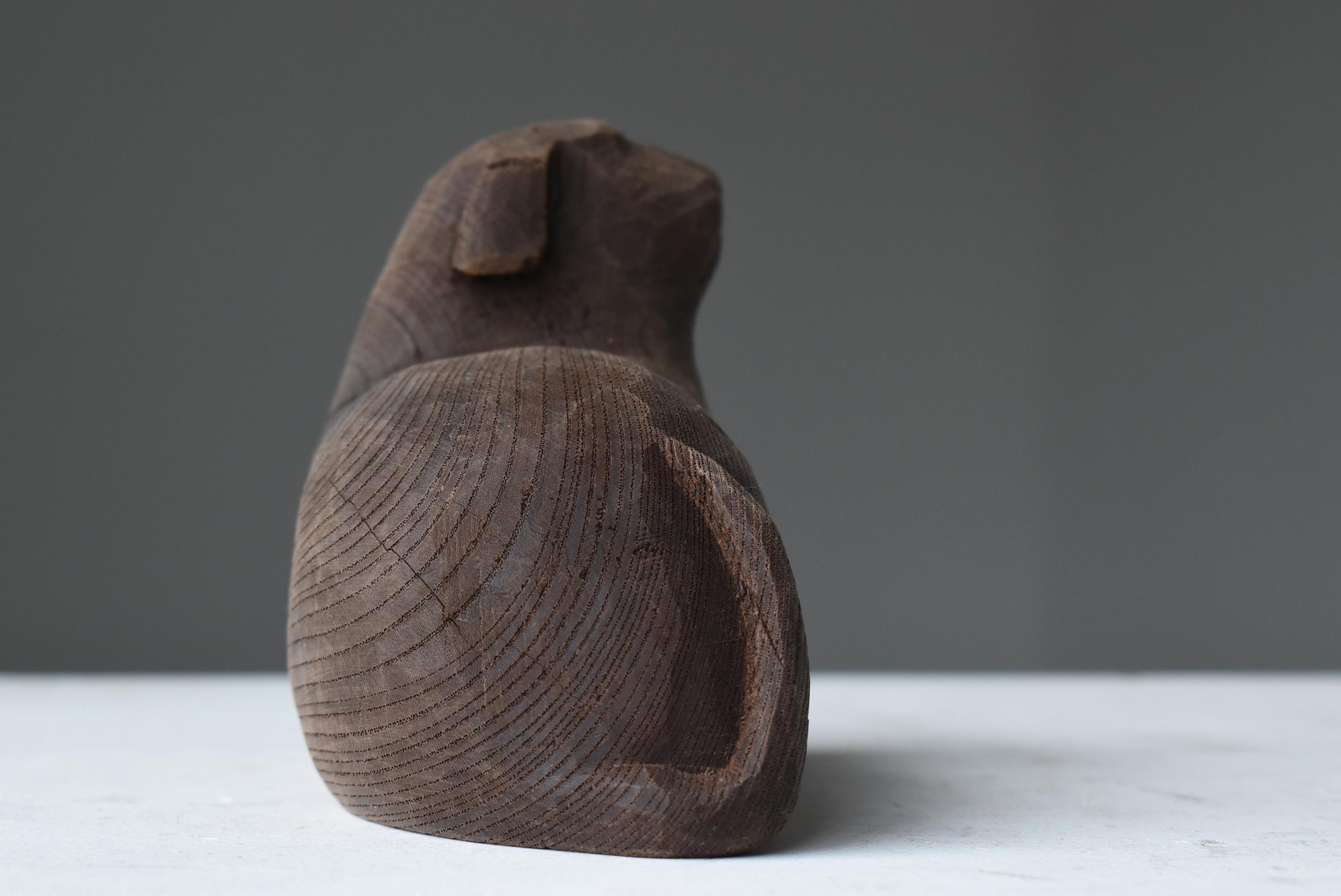 Japanese Old Wood Carving Dog 1950s-1970s / Wabi Sabi 6