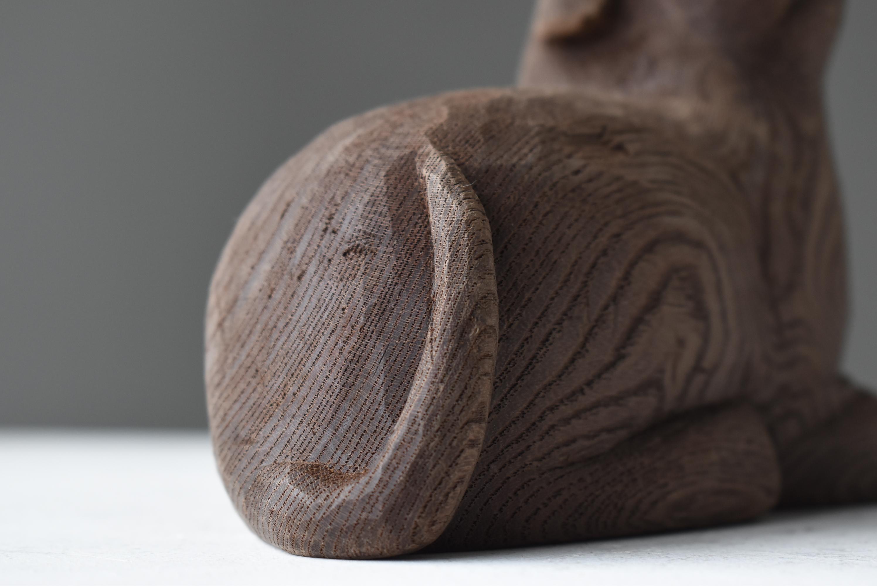 Japanese Old Wood Carving Dog 1950s-1970s / Wabi Sabi 7