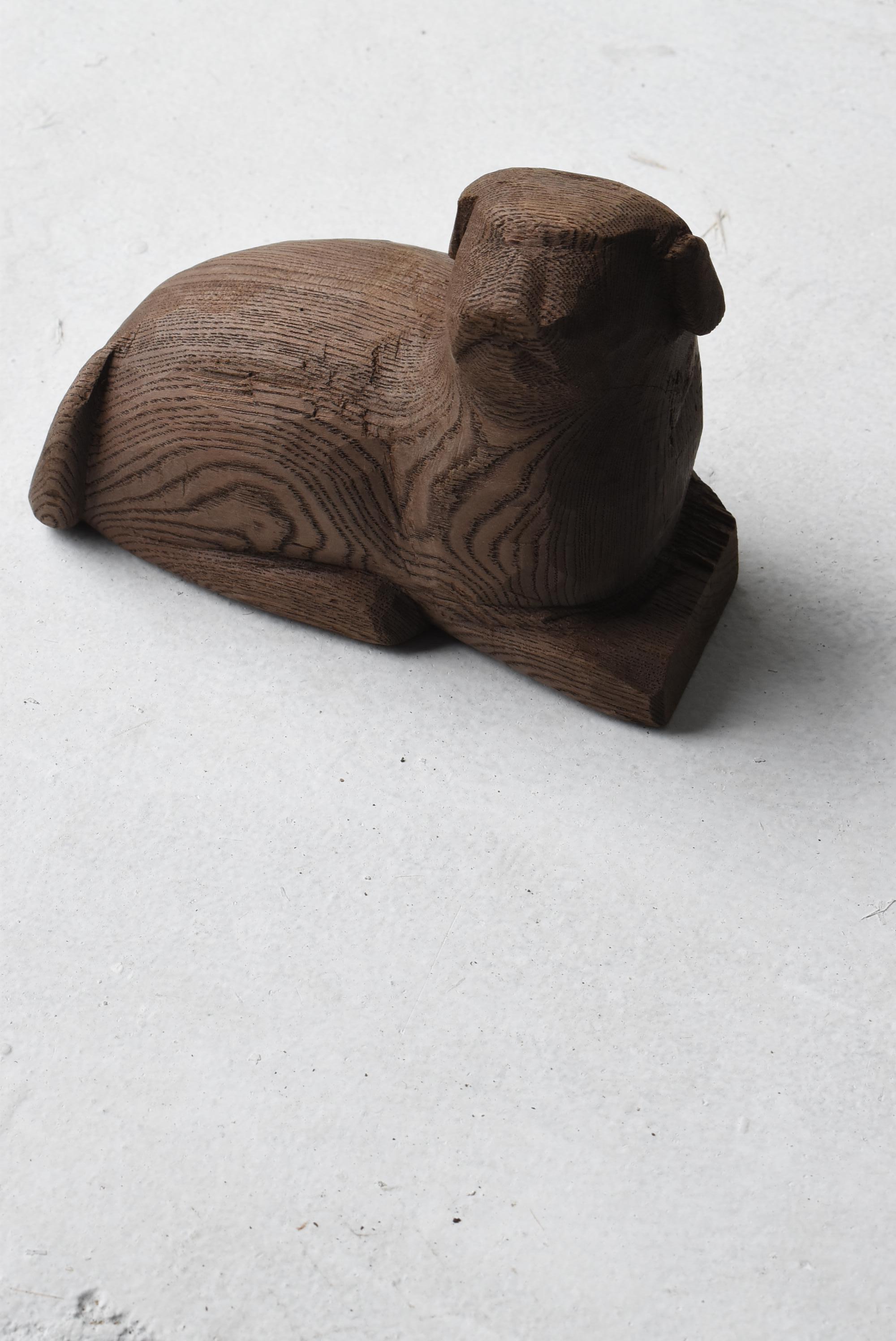 Japanese Old Wood Carving Dog 1950s-1970s / Wabi Sabi 10