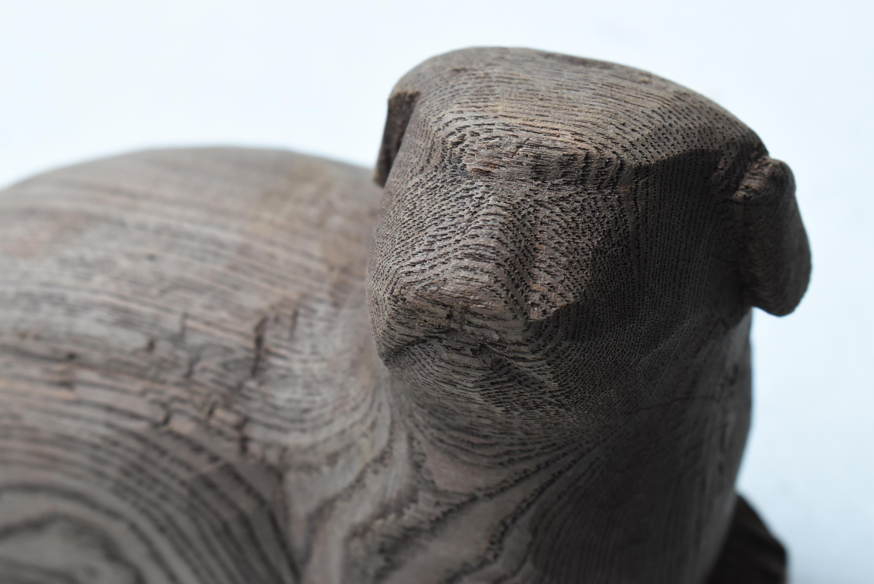 Japanese Old Wood Carving Dog 1950s-1970s / Wabi Sabi 11