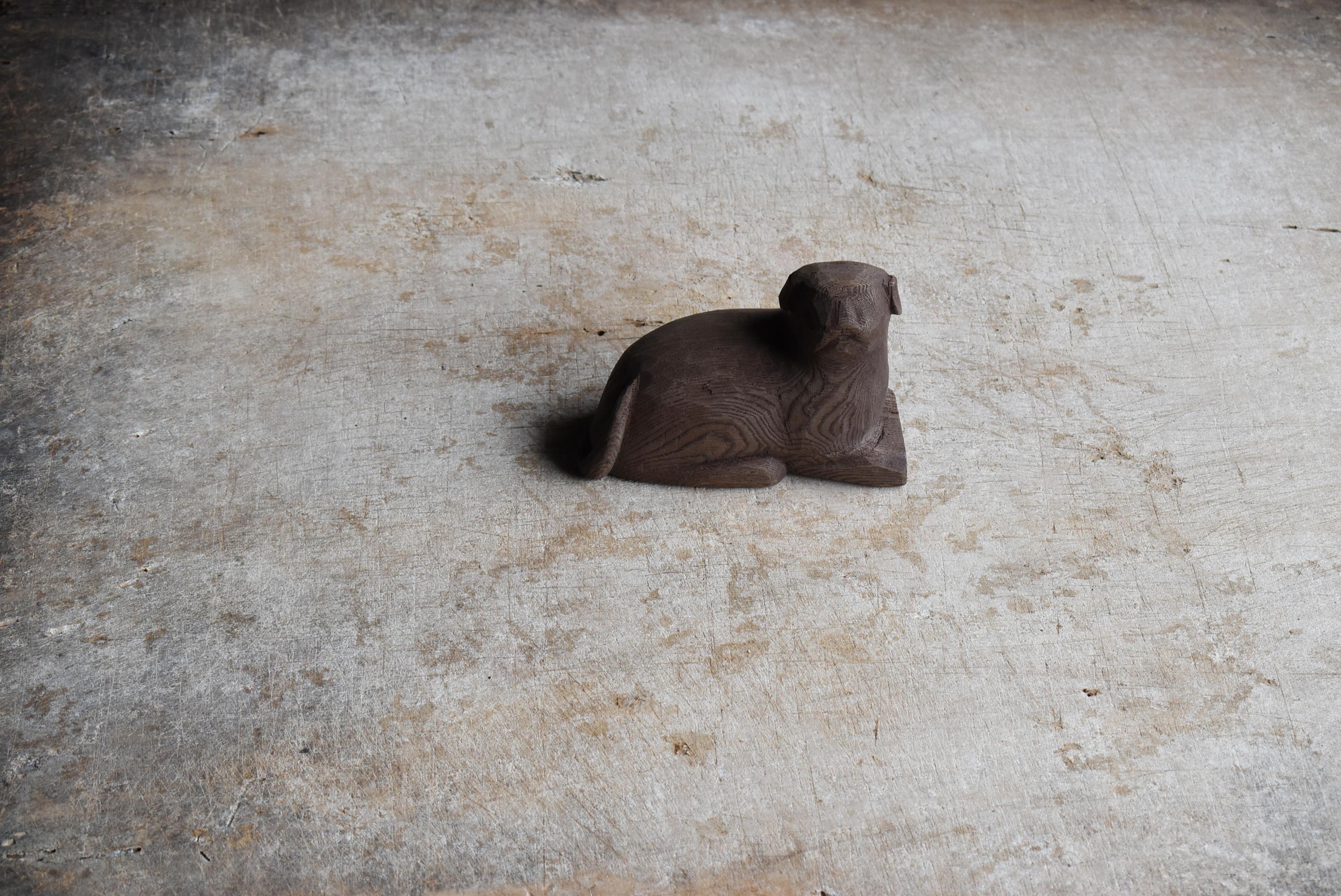 Japanese Old Wood Carving Dog 1950s-1970s / Wabi Sabi 12