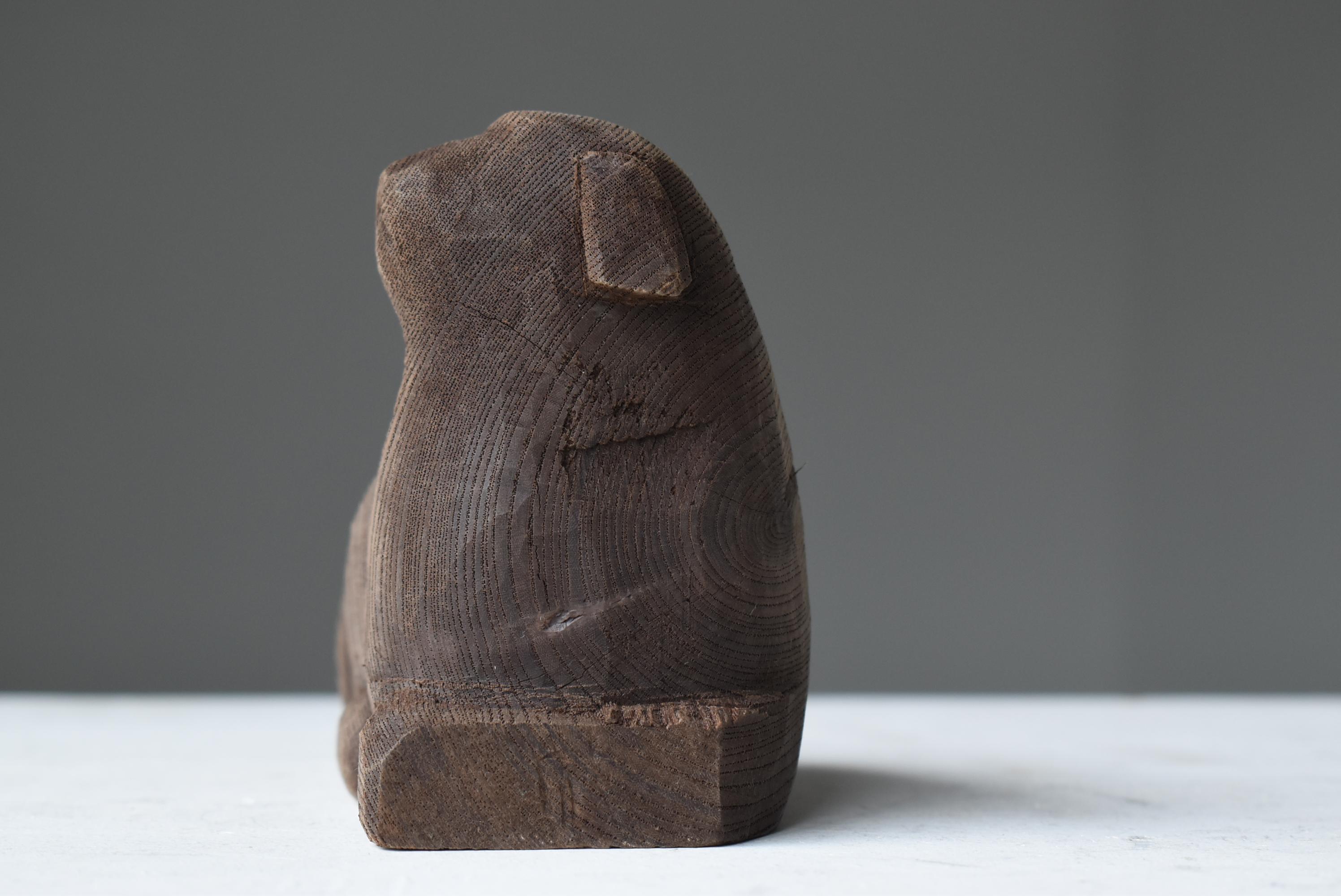 Japanese Old Wood Carving Dog 1950s-1970s / Wabi Sabi 2