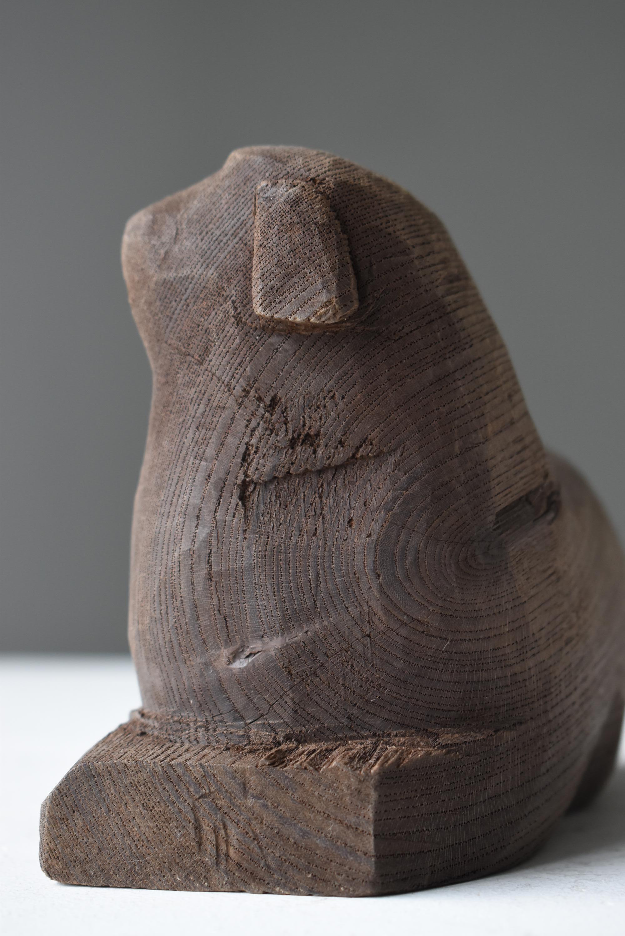 Japanese Old Wood Carving Dog 1950s-1970s / Wabi Sabi 3