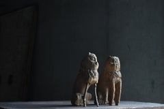 Japanese Old Wood Carving Guardian Dog KOMAINU 1336s-1573s/Antique Wabisabi Art