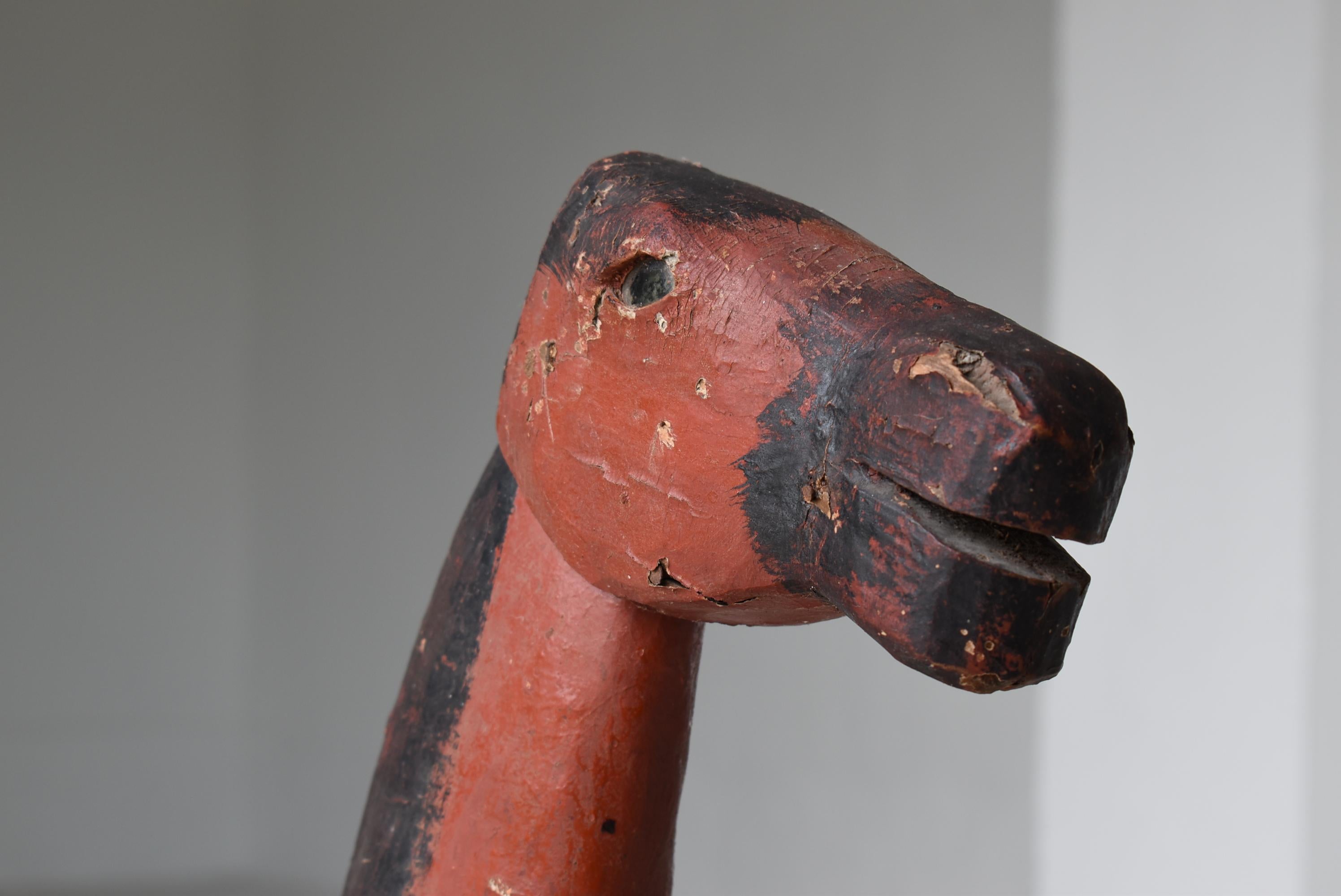 Japanese antique Wood Carving Horse 1800s-1900s/Sculpture Figurine Wabisabi art 4