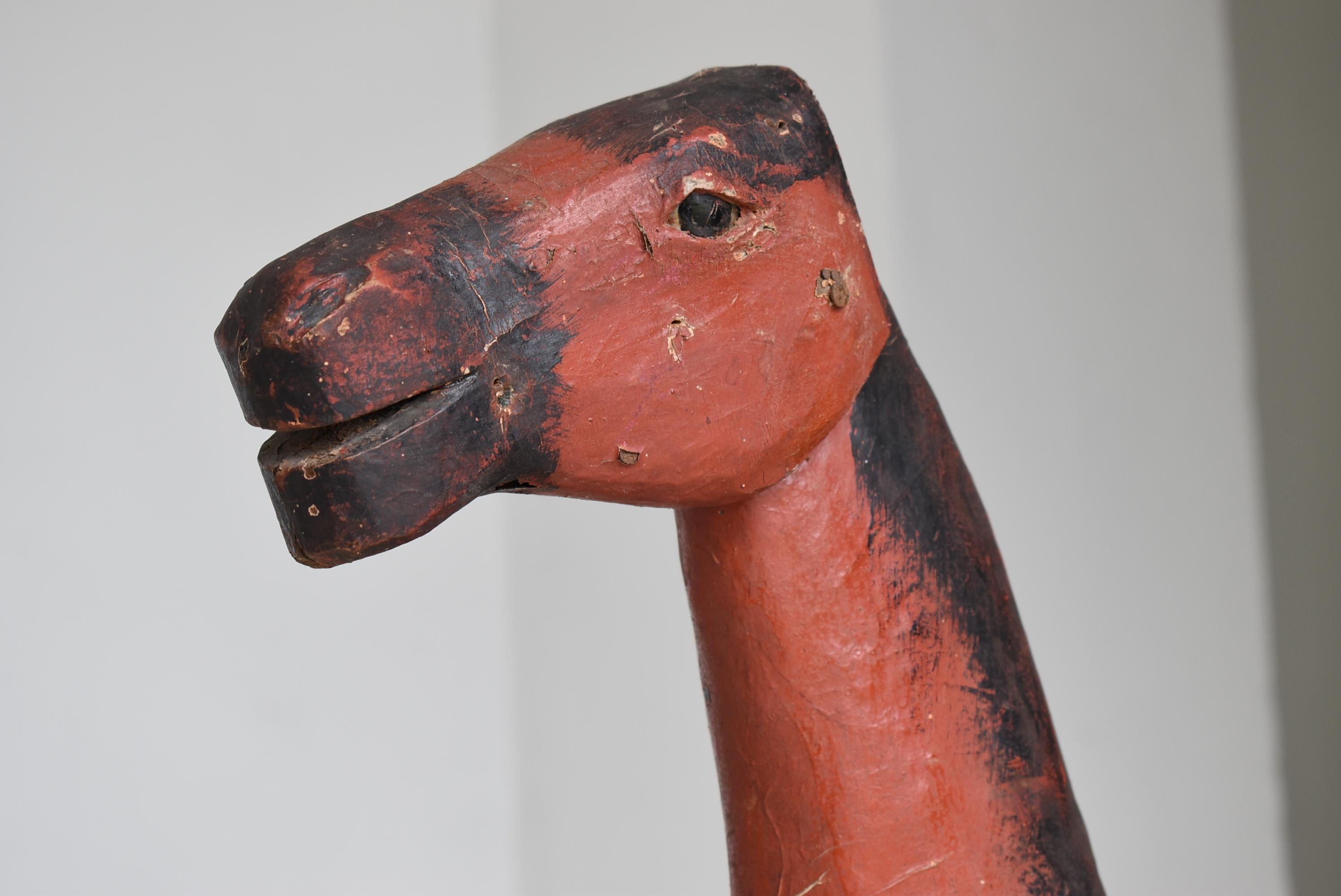 Edo Japanese antique Wood Carving Horse 1800s-1900s/Sculpture Figurine Wabisabi art
