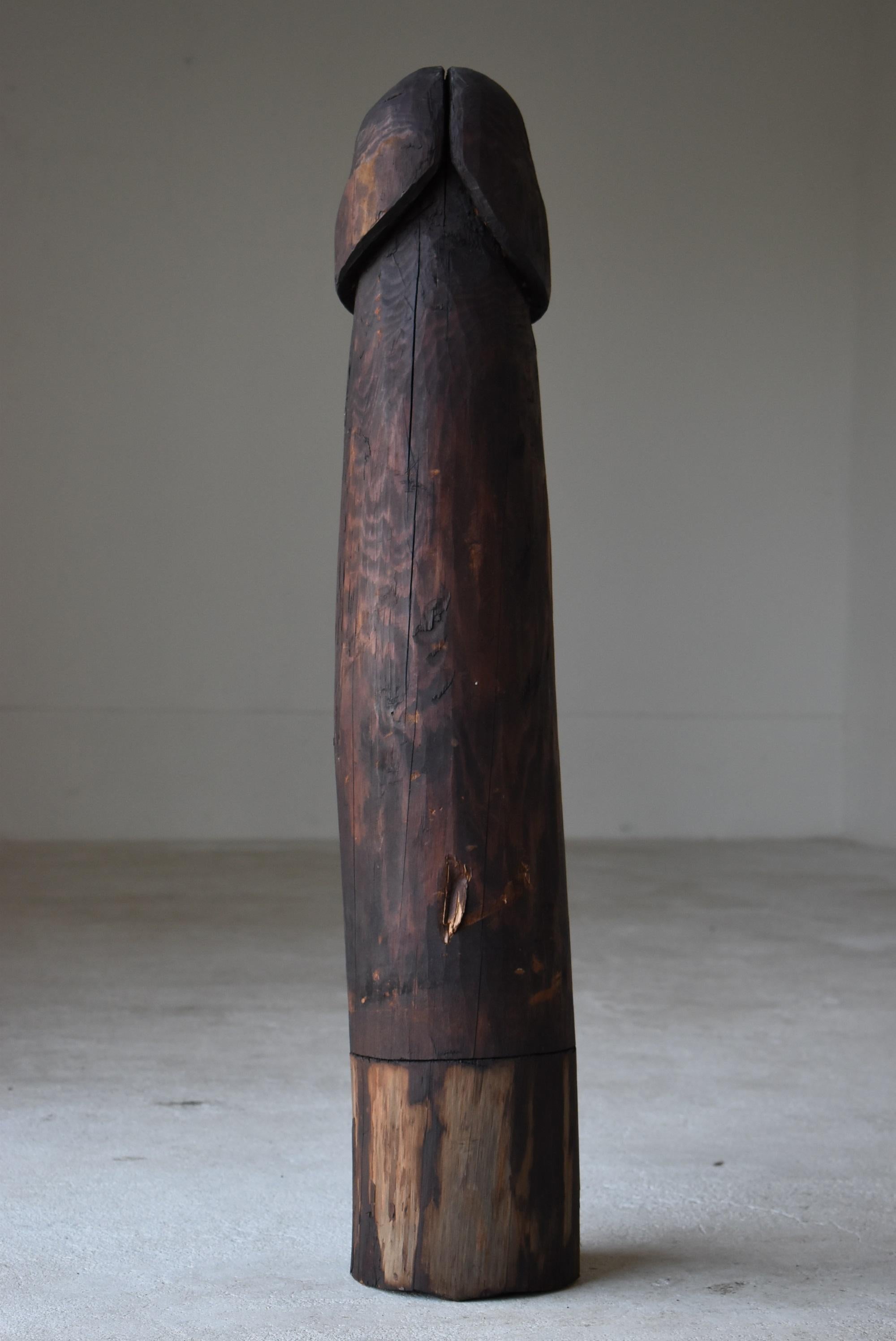 Cedar Japanese Old Wood Carving Huge Penis 1800s-1900s/Antique Figurine Wabisabi Art