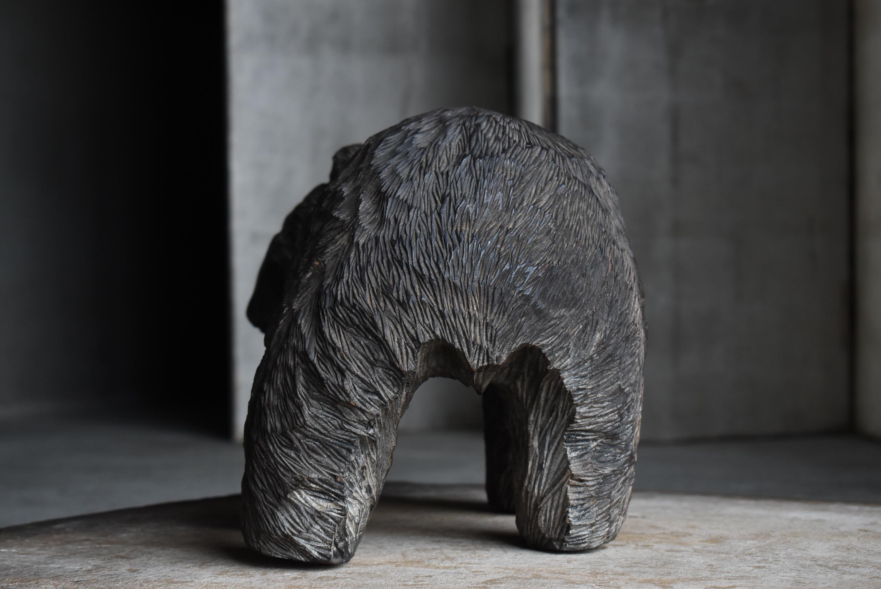 Japanese Old Wood Carving Large Bear 1963's / Sculpture Mingei 5