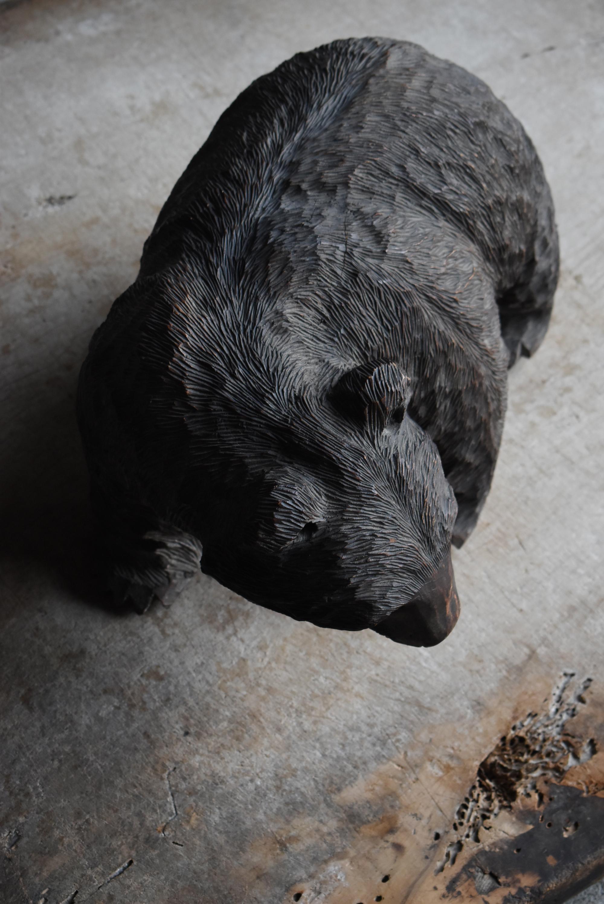 Japanese Old Wood Carving Large Bear 1963's / Sculpture Mingei 6