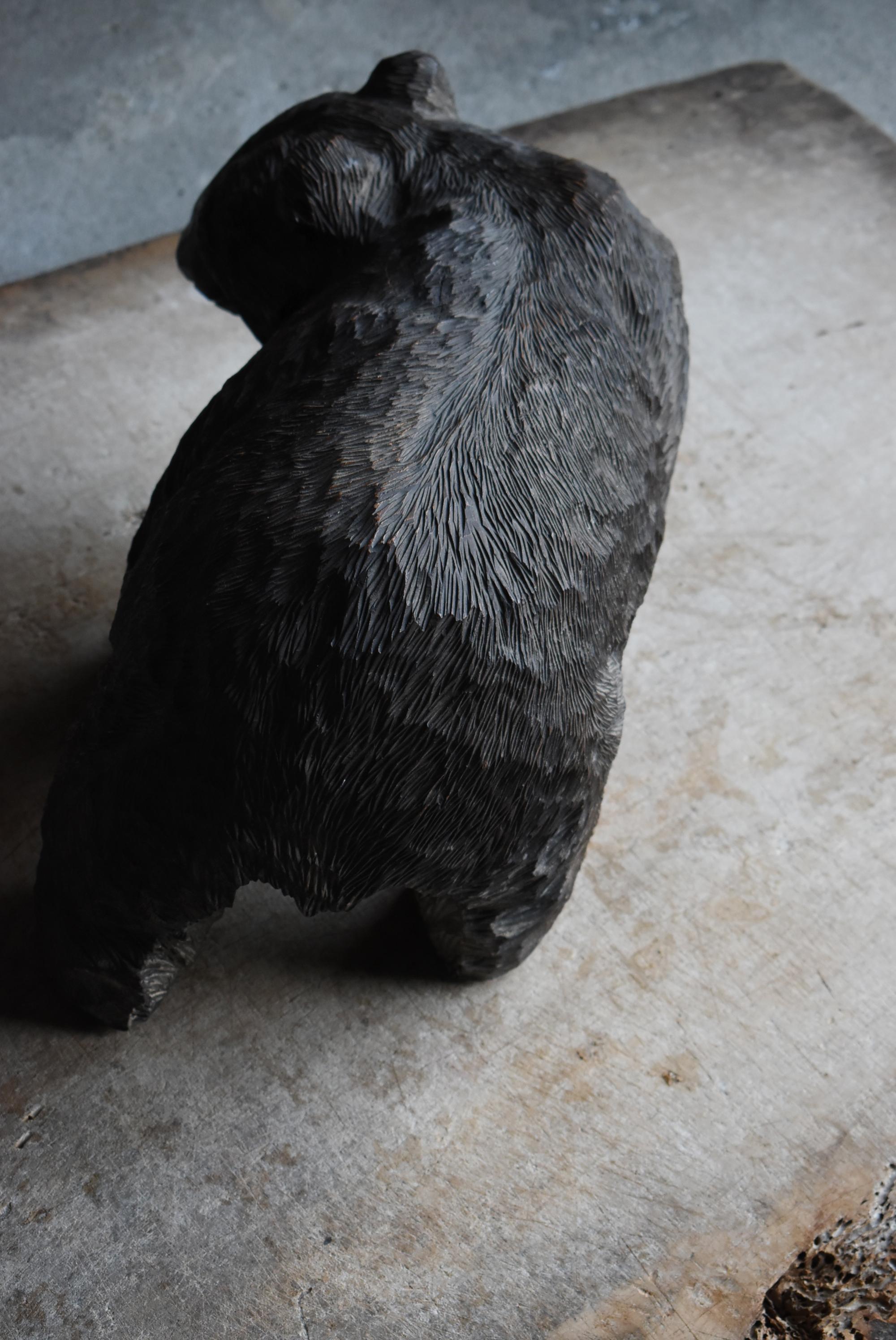 Japanese Old Wood Carving Large Bear 1963's / Sculpture Mingei 7
