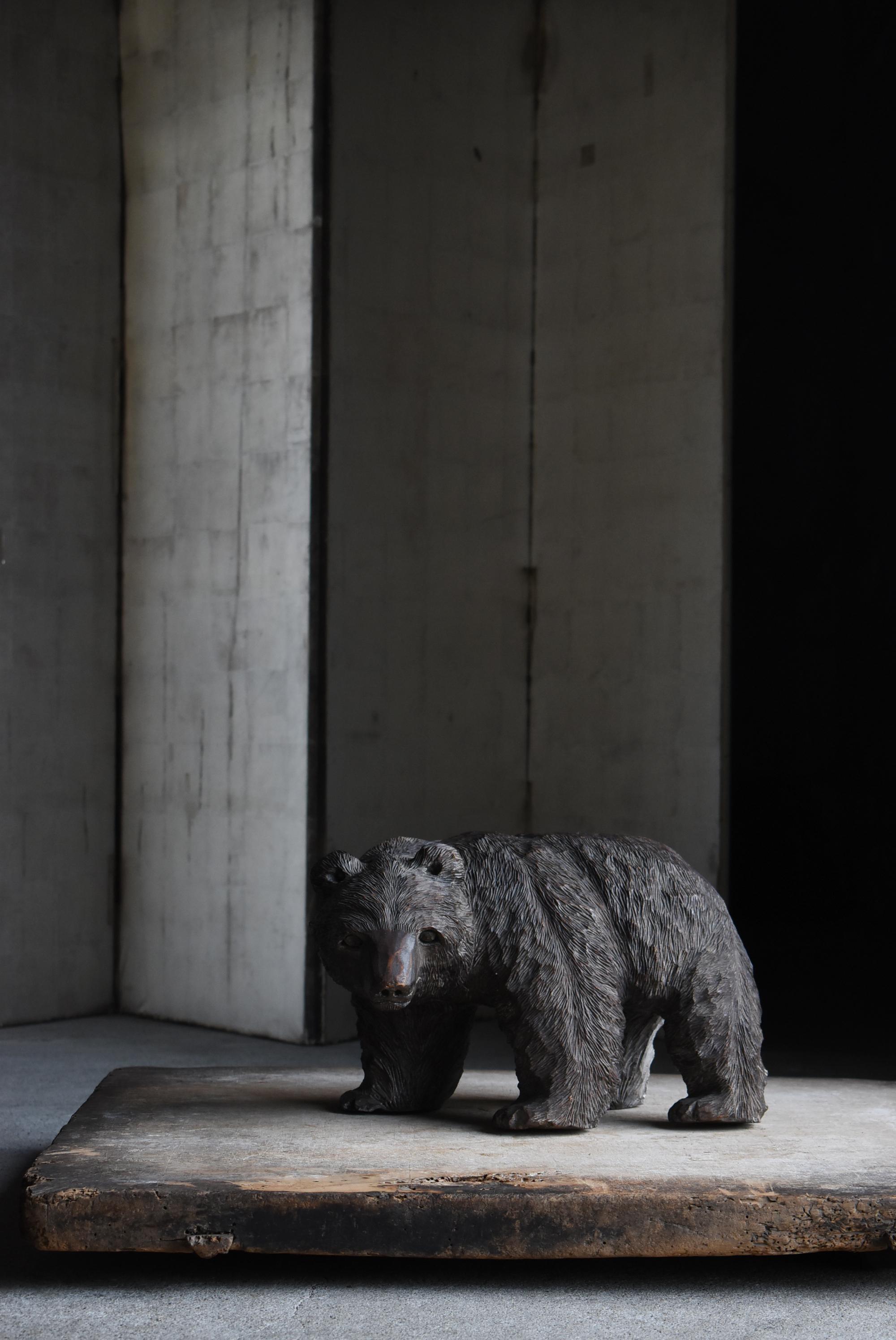 Japanese Old Wood Carving Large Bear 1963's / Sculpture Mingei 11
